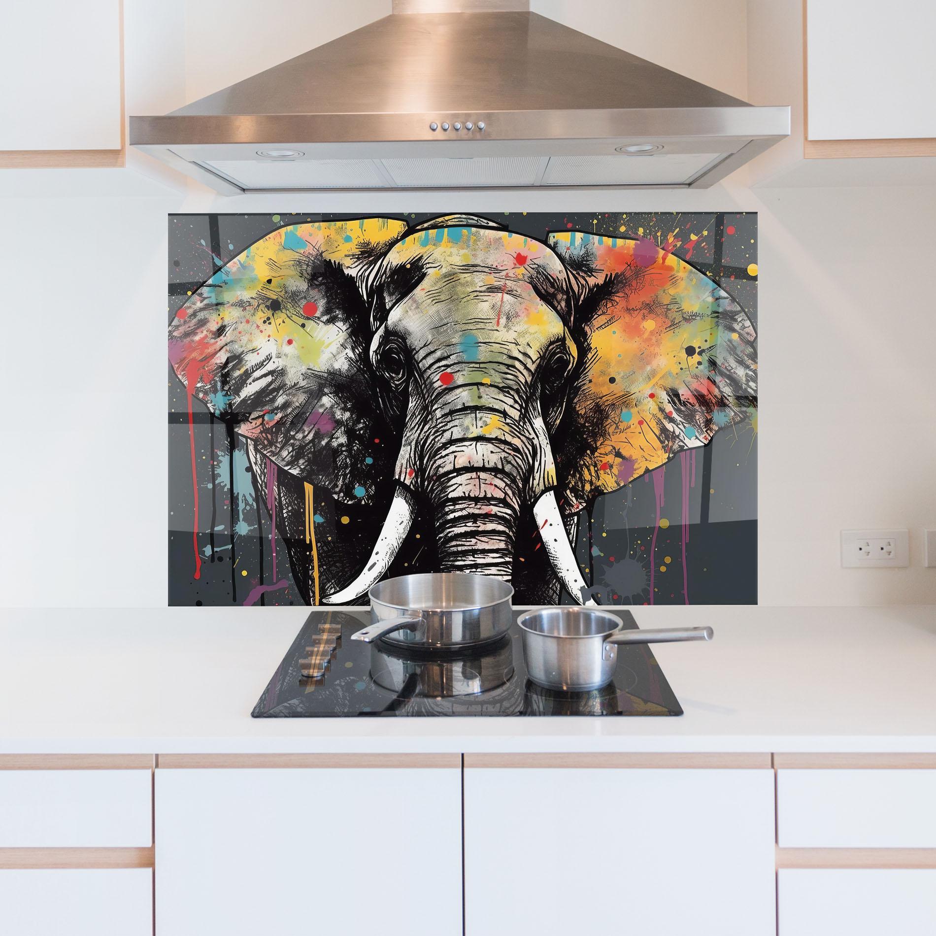 Panou Sticla Bucatarie Elephant Portrait Art mockup 5