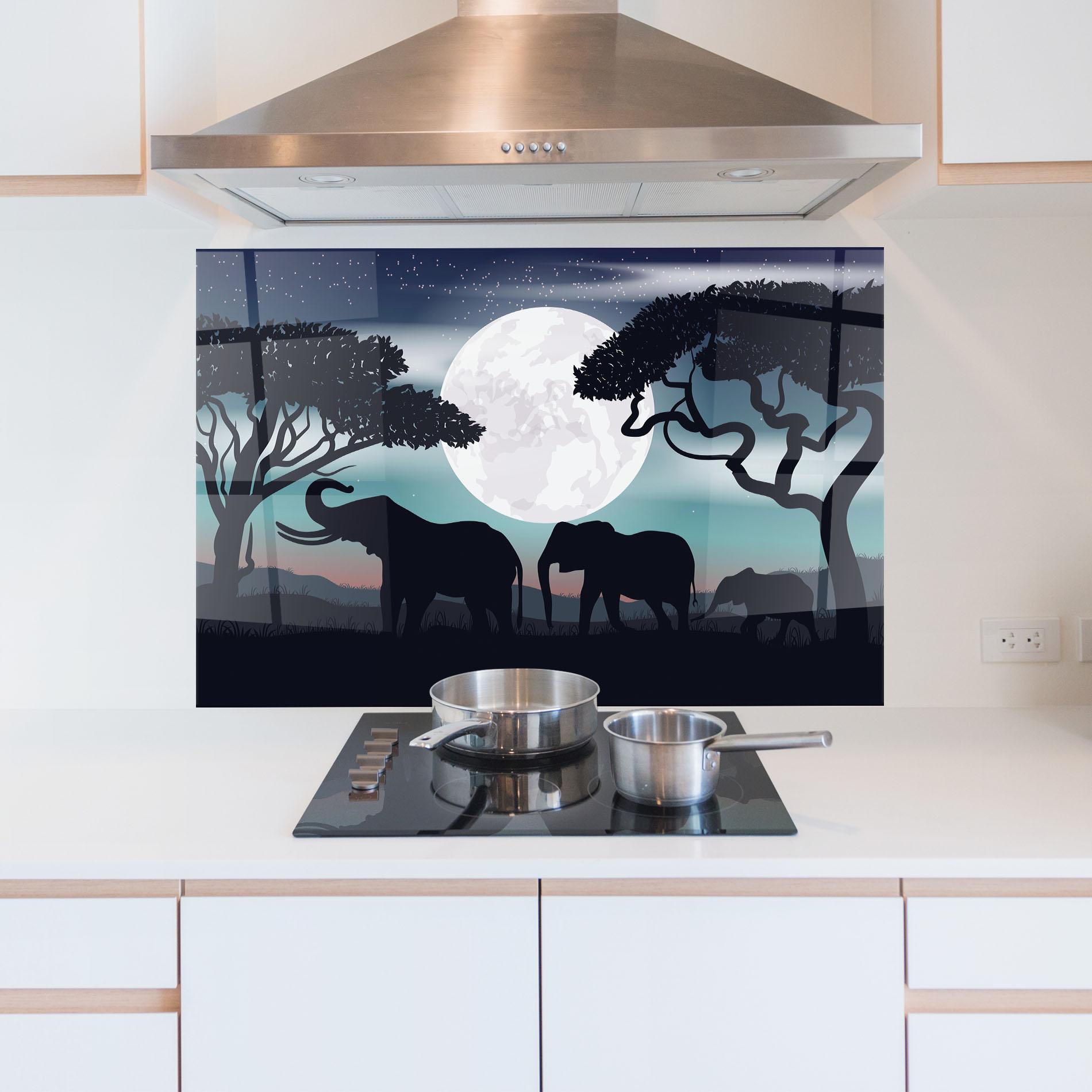 Panou Sticla Bucatarie Moon Elephant mockup 5