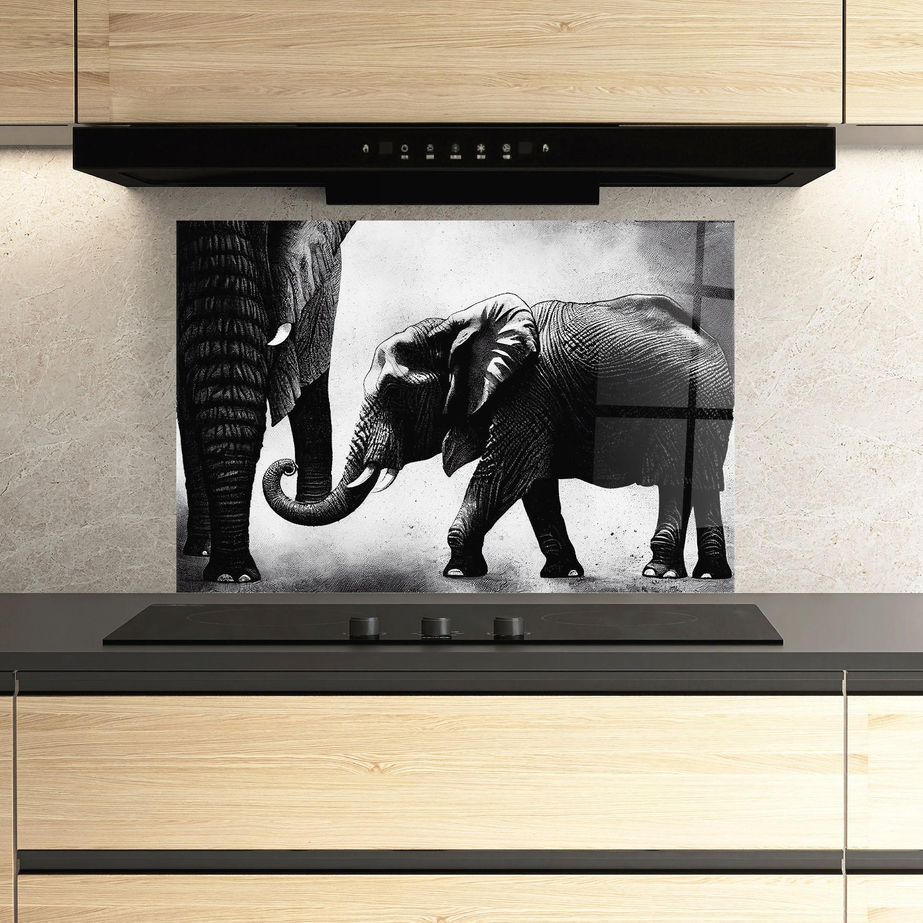 Panou Sticla Bucatarie Baby Elephant mockup 3