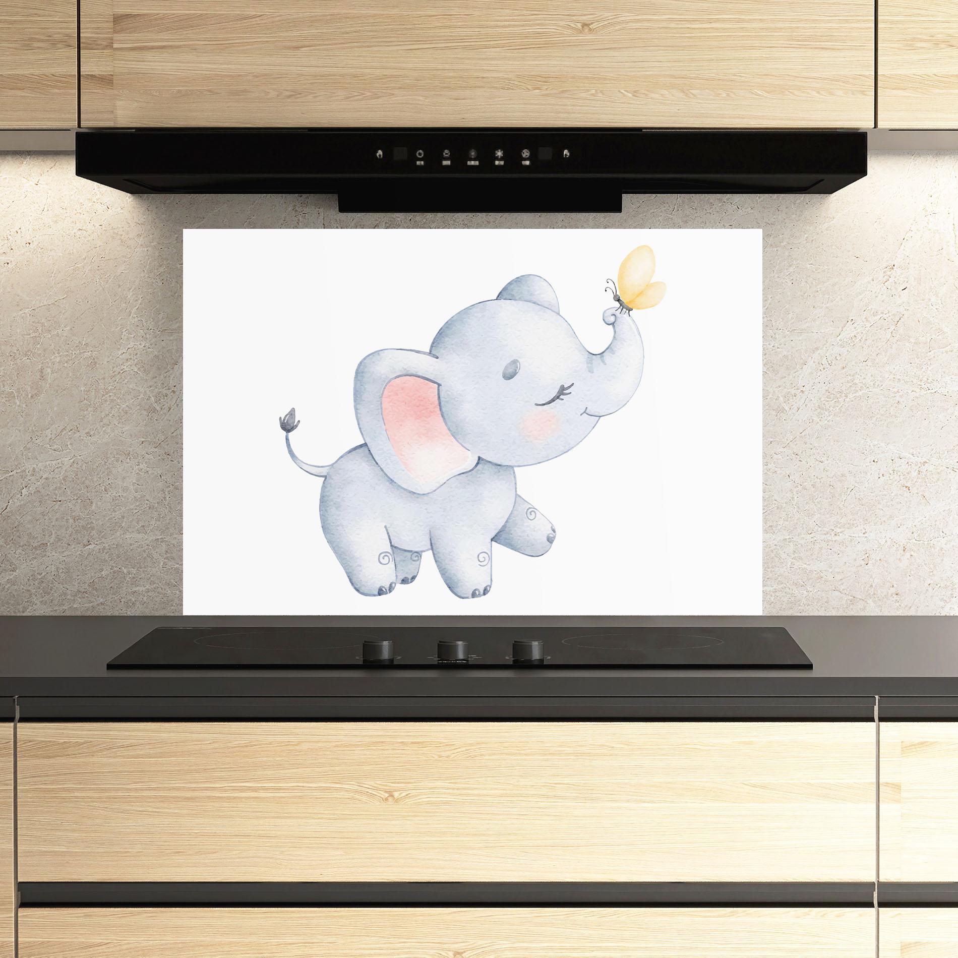 Panou Sticla Bucatarie Elephant Butterfly mockup 3