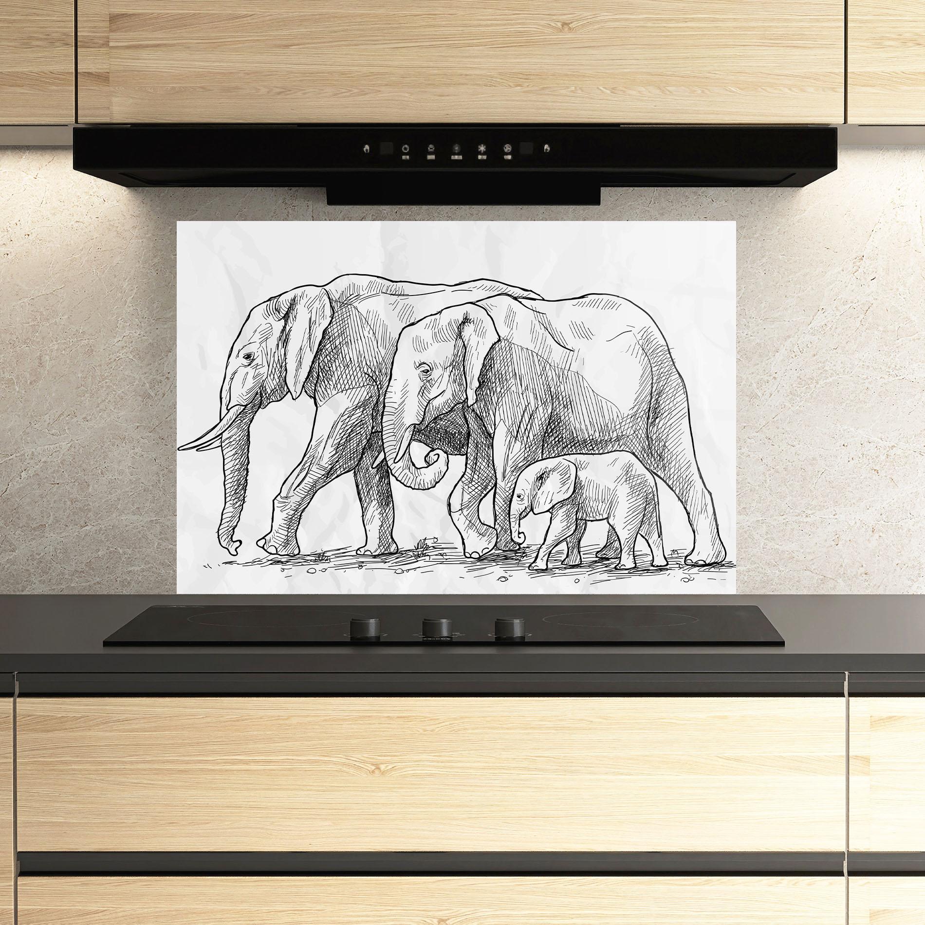 Panou Sticla Bucatarie Elephant Family mockup 3