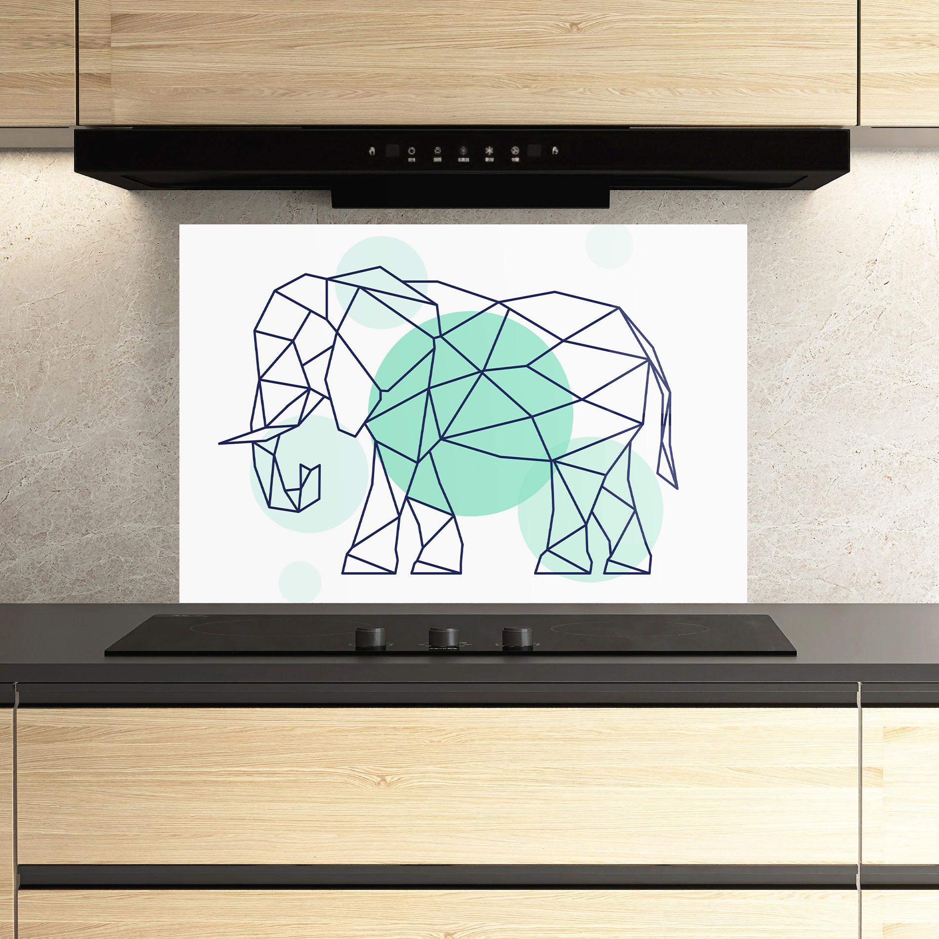 Panou Sticla Bucatarie Elephant Geometric mockup 3