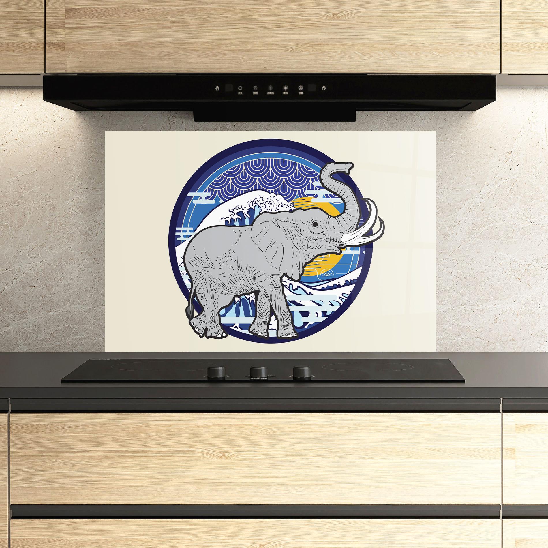 Panou Sticla Bucatarie Elephant On Cream mockup 3