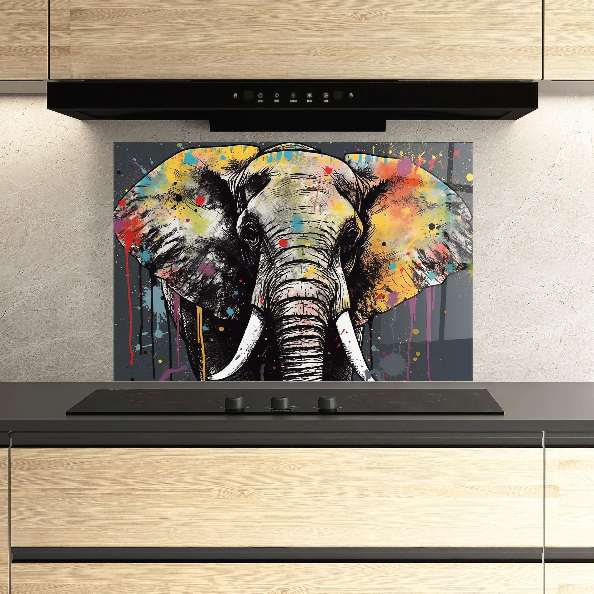 Panou Sticla Bucatarie Elephant Portrait Art mockup 3