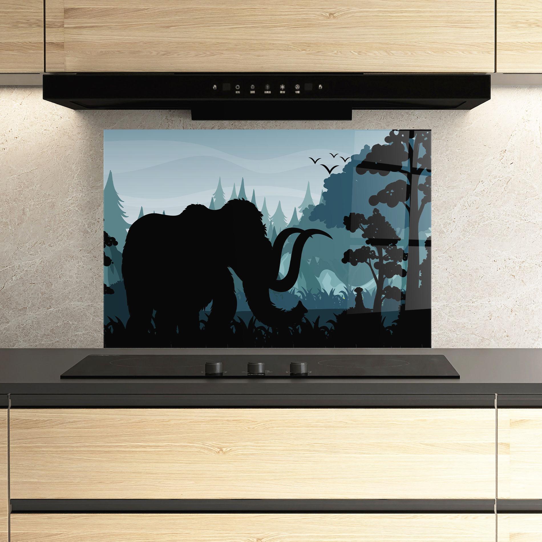 Panou Sticla Bucatarie Elephant Shilouette mockup 3