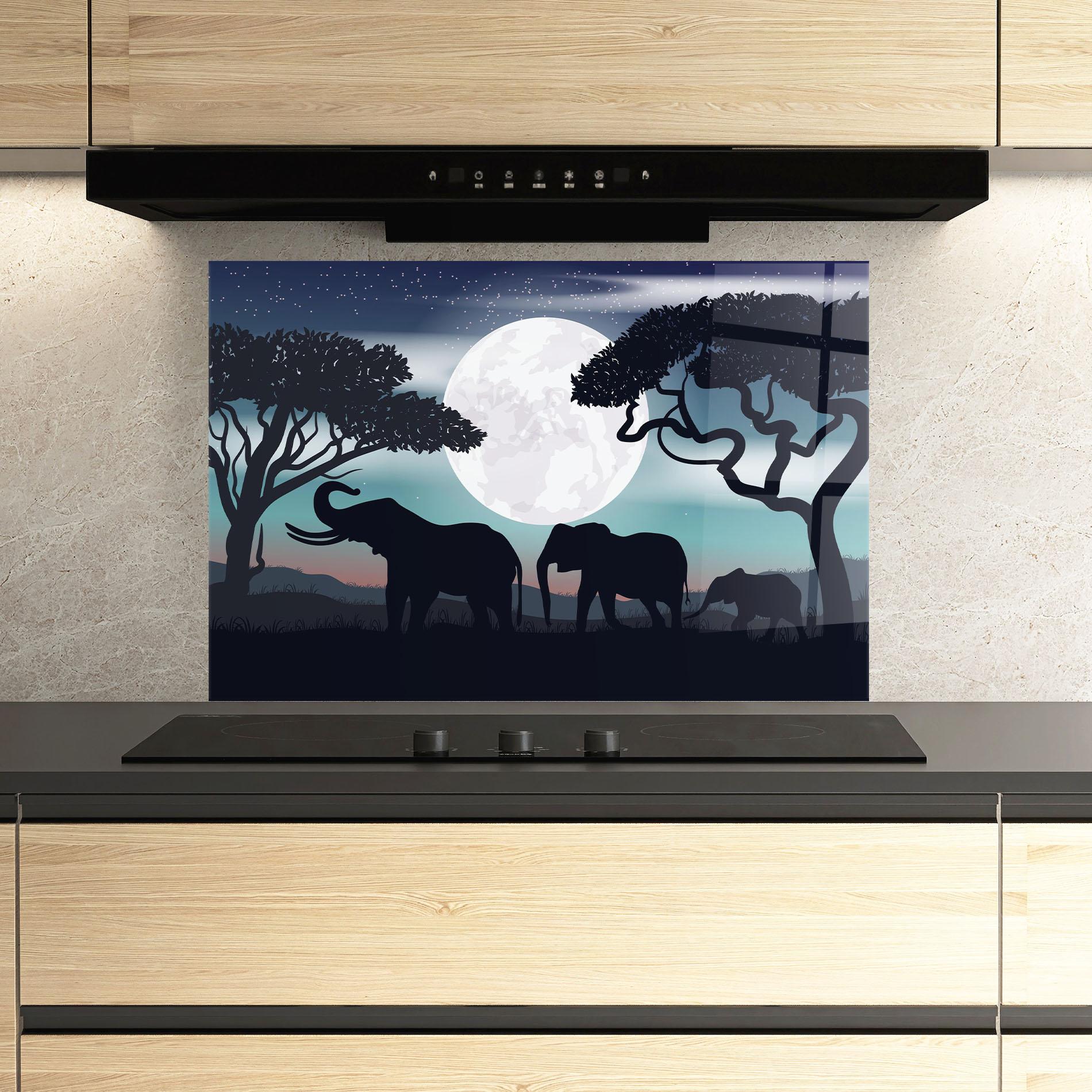 Panou Sticla Bucatarie Moon Elephant mockup 3