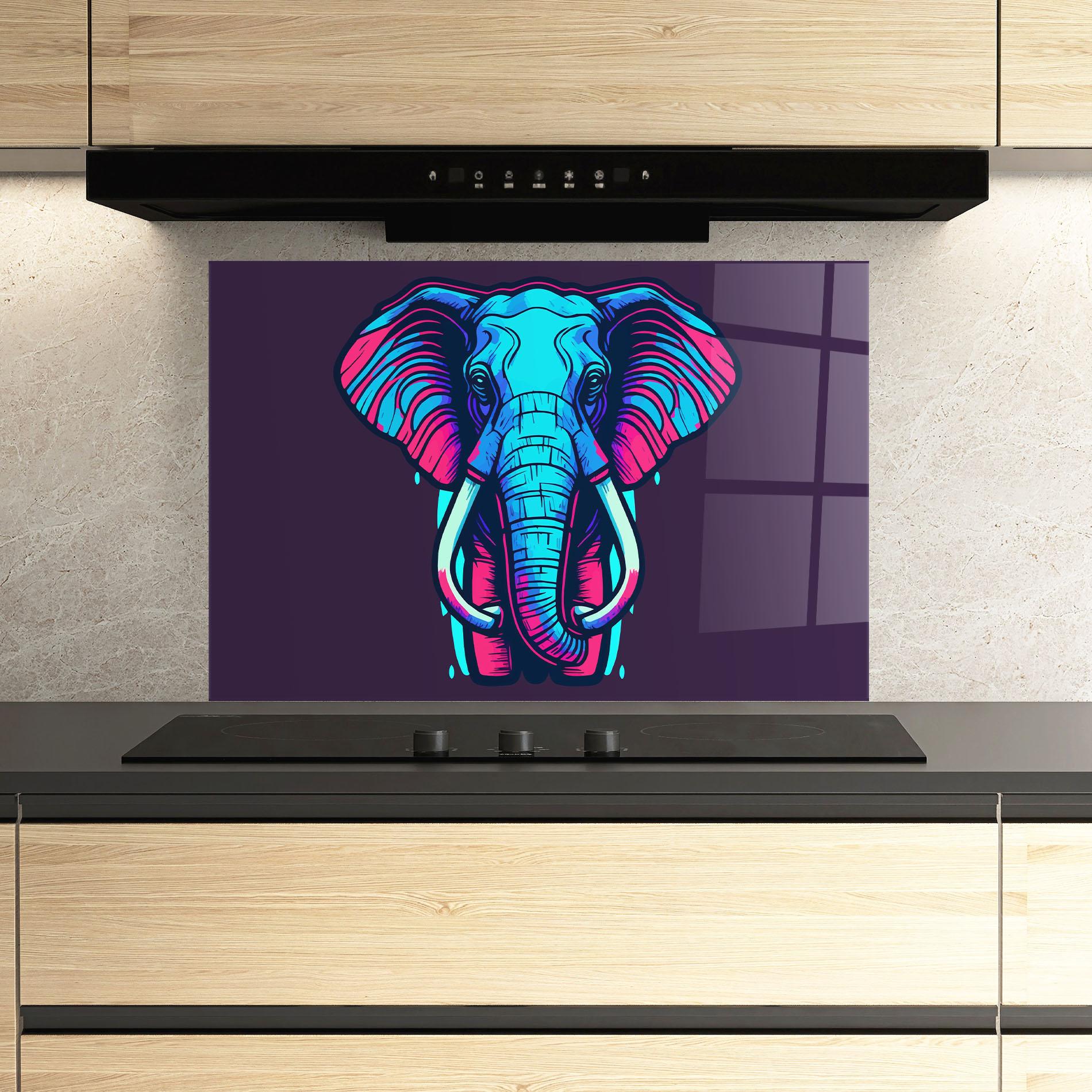 Panou Sticla Bucatarie Pink Blue Elephant mockup 3