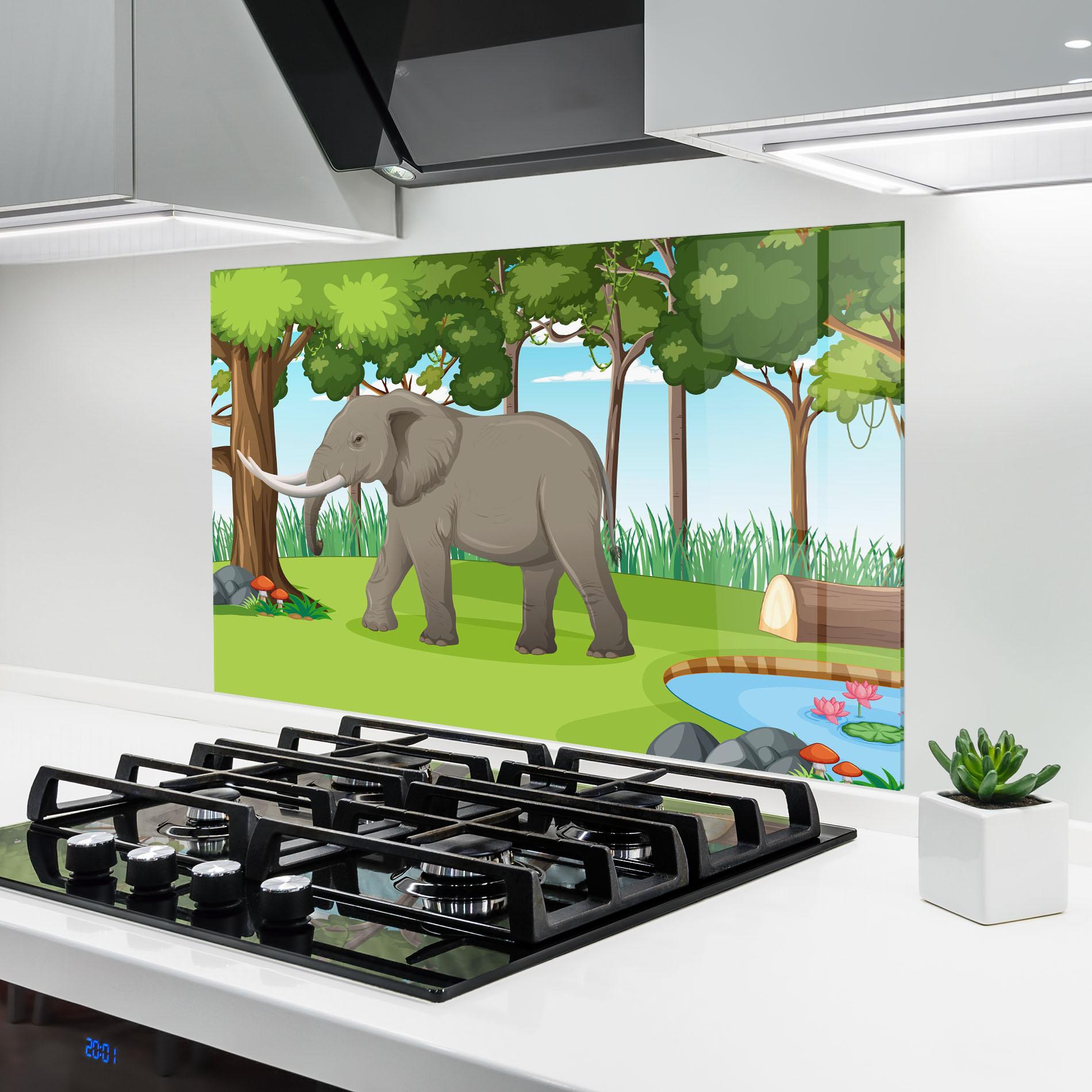 Panou Sticla Bucatarie Animated Elephant mockup 6