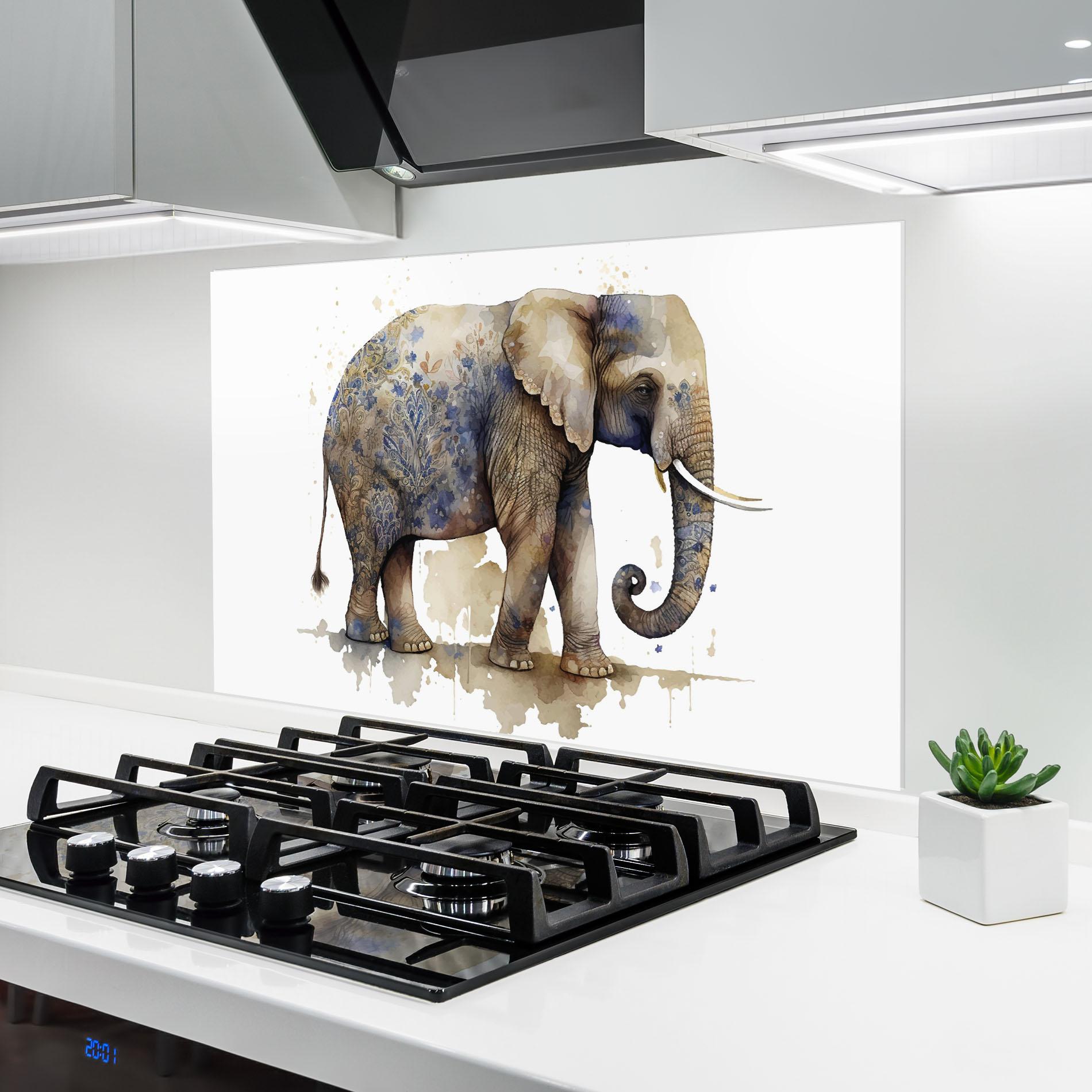 Panou Sticla Bucatarie Blue Grey Elephant mockup 6