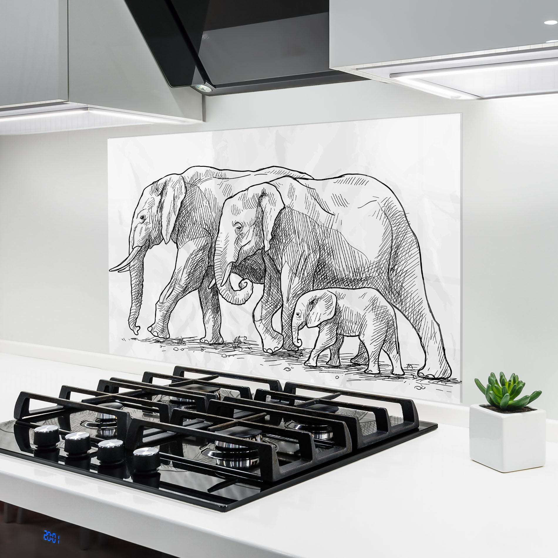 Panou Sticla Bucatarie Elephant Family mockup 6