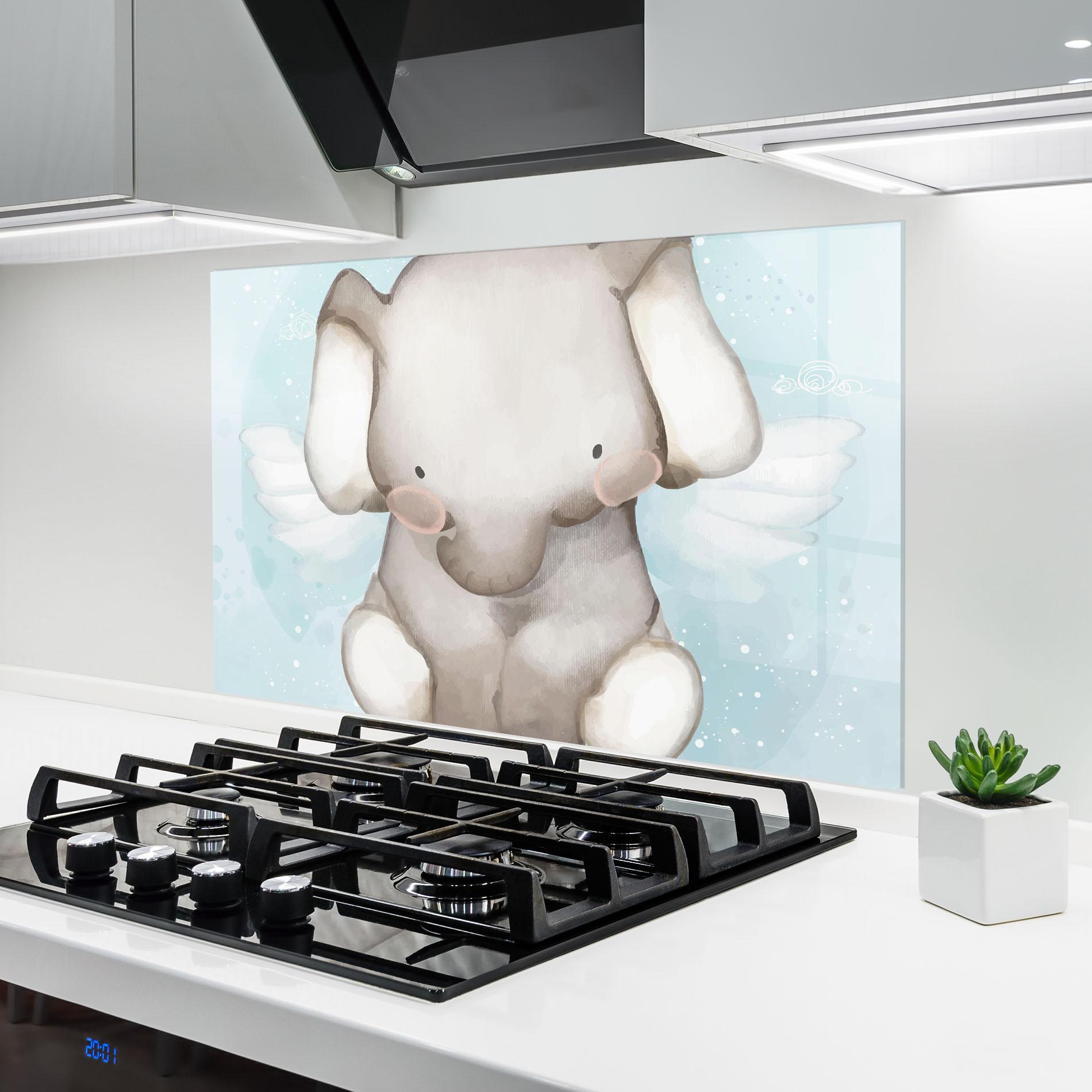 Panou Sticla Bucatarie Elephant On Blue mockup 6