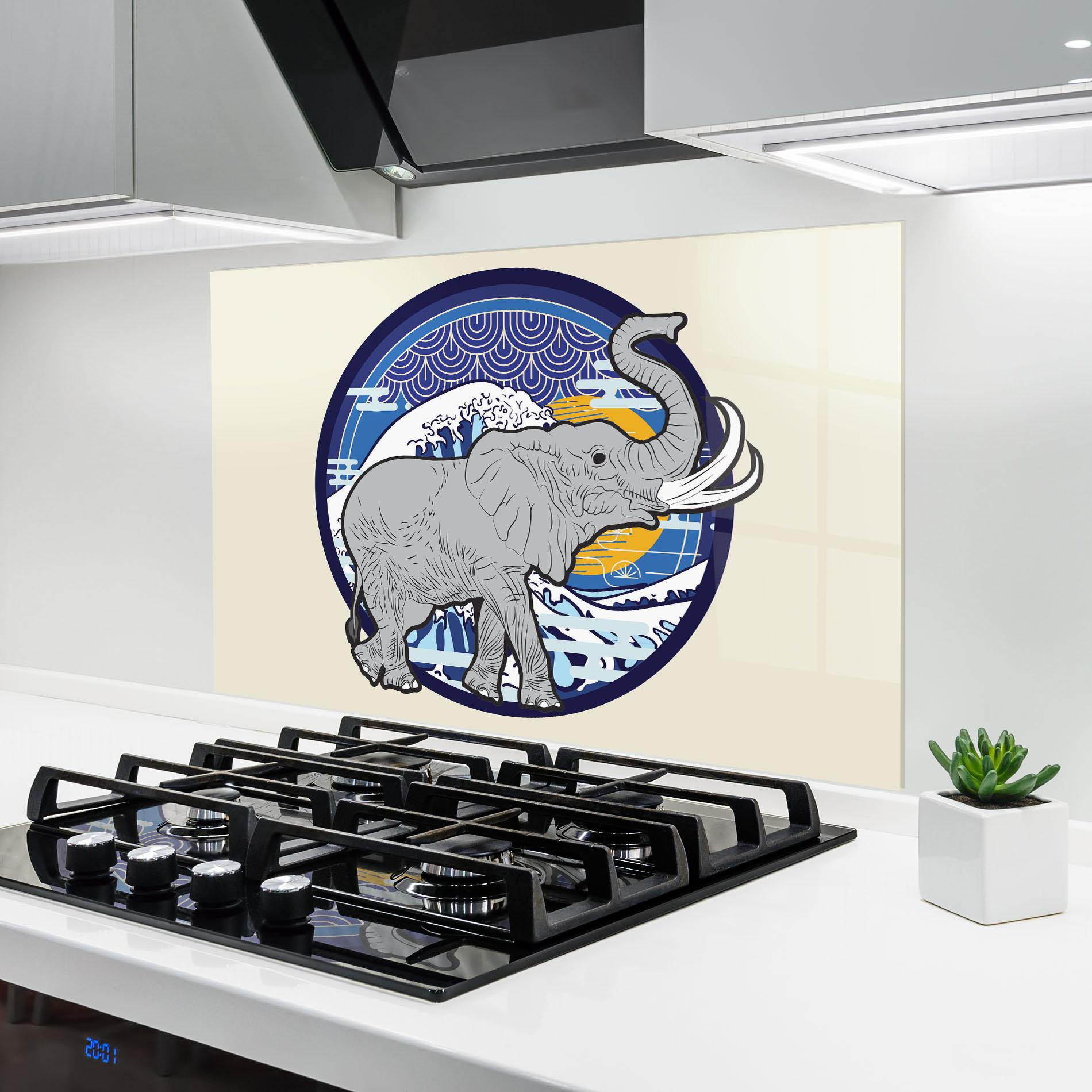 Panou Sticla Bucatarie Elephant On Cream mockup 6