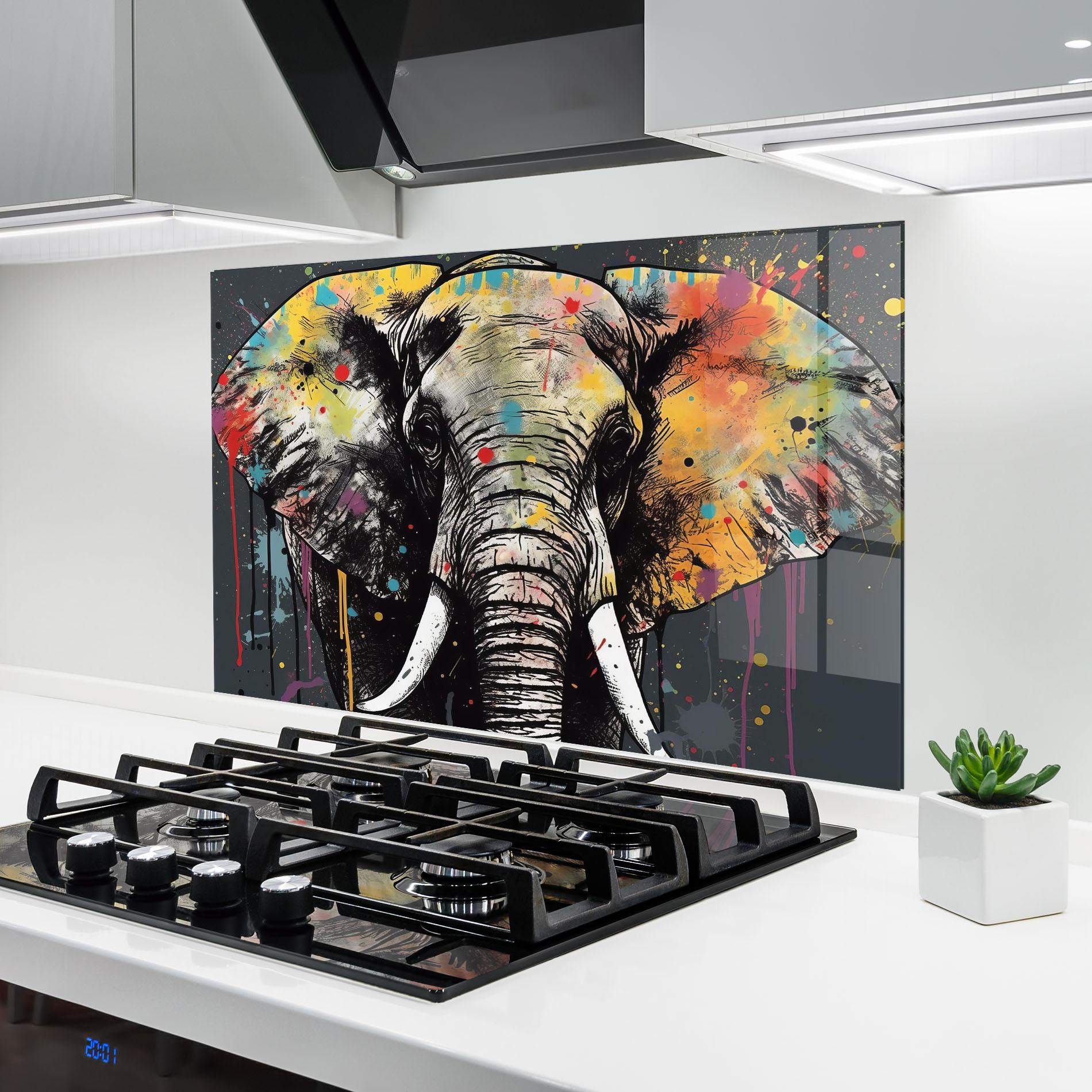 Panou Sticla Bucatarie Elephant Portrait Art mockup 6