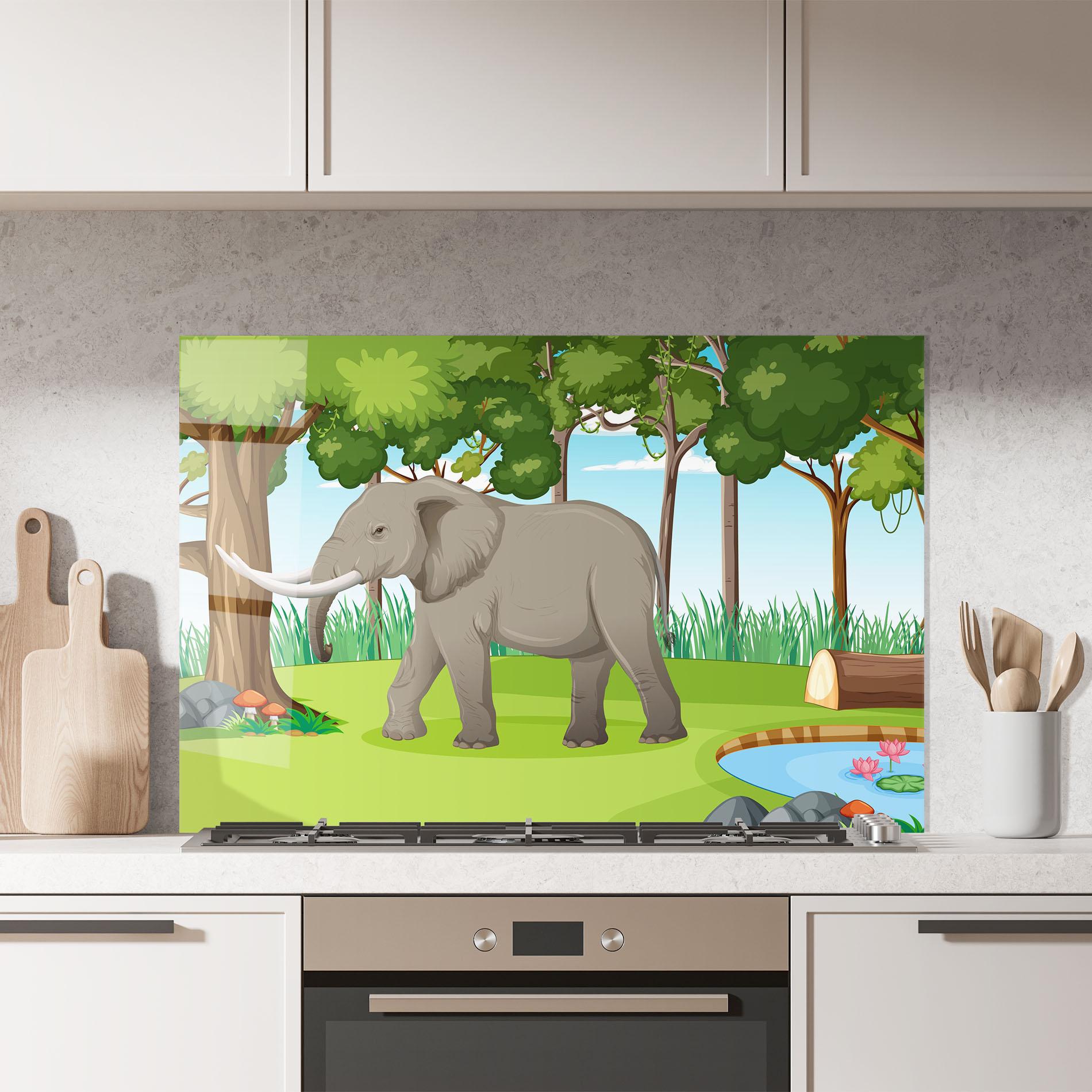 Panou Sticla Bucatarie Animated Elephant mockup 7