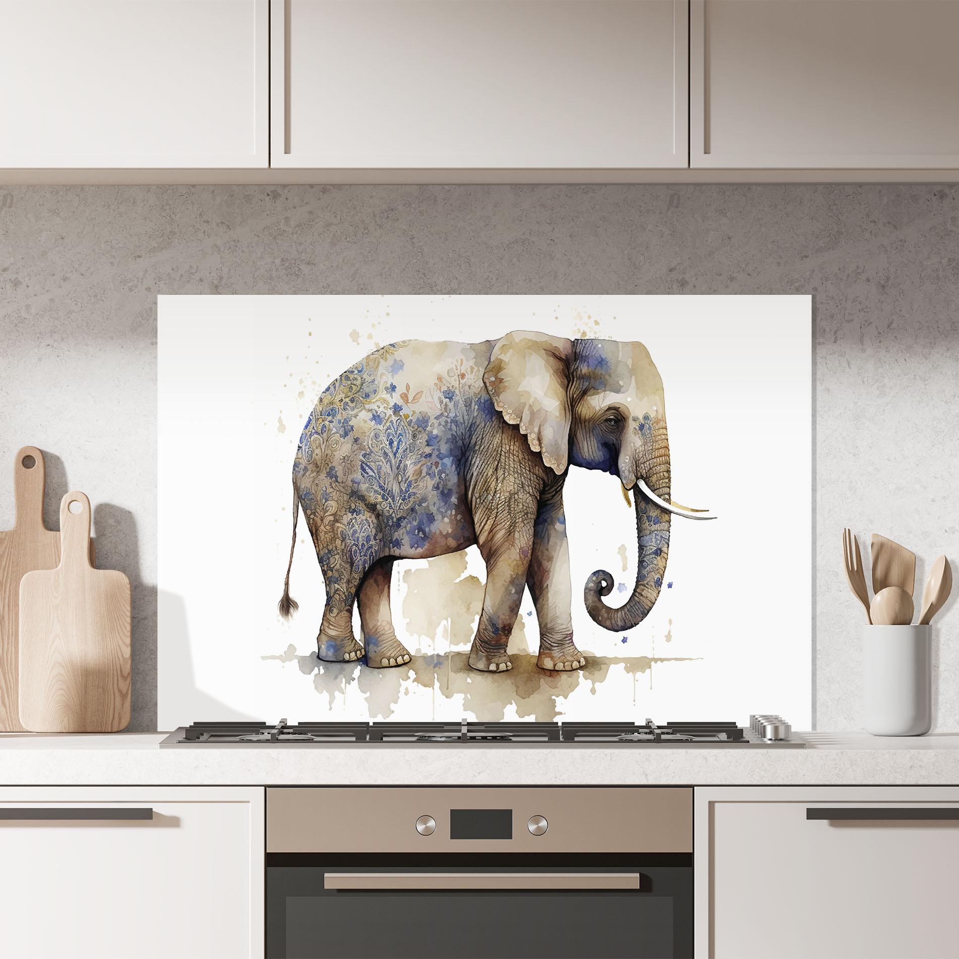 Panou Sticla Bucatarie Blue Grey Elephant mockup 7