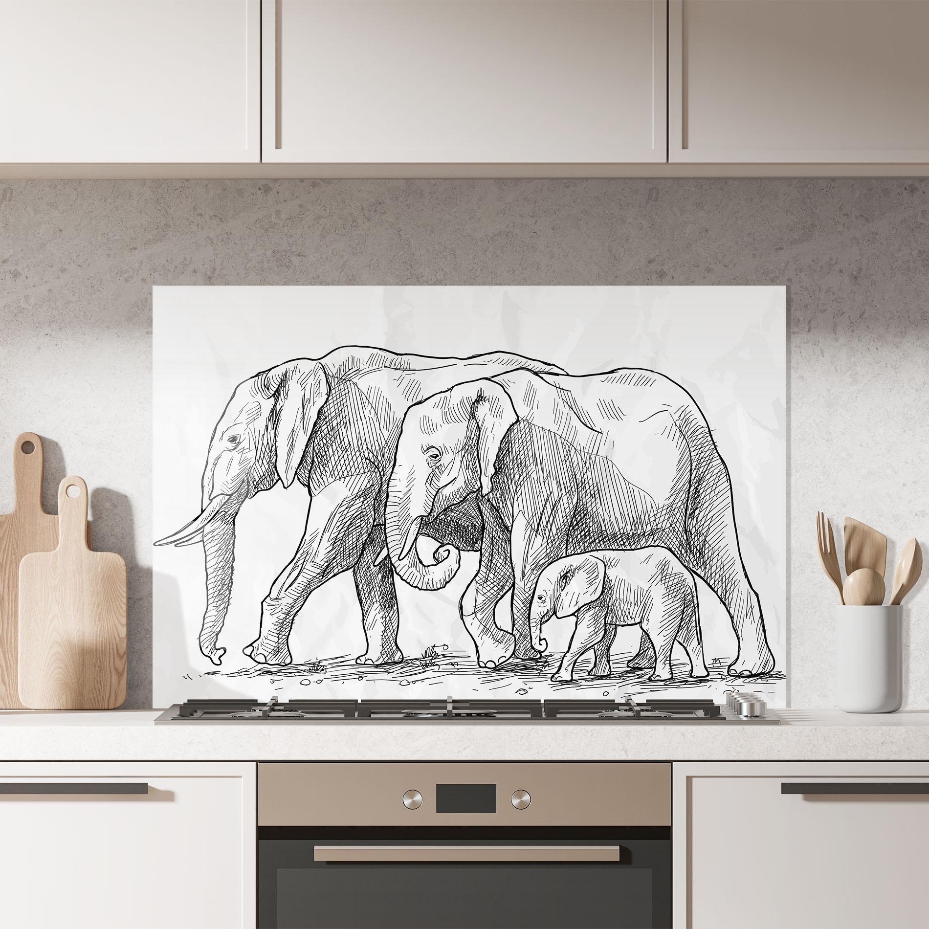 Panou Sticla Bucatarie Elephant Family mockup 7