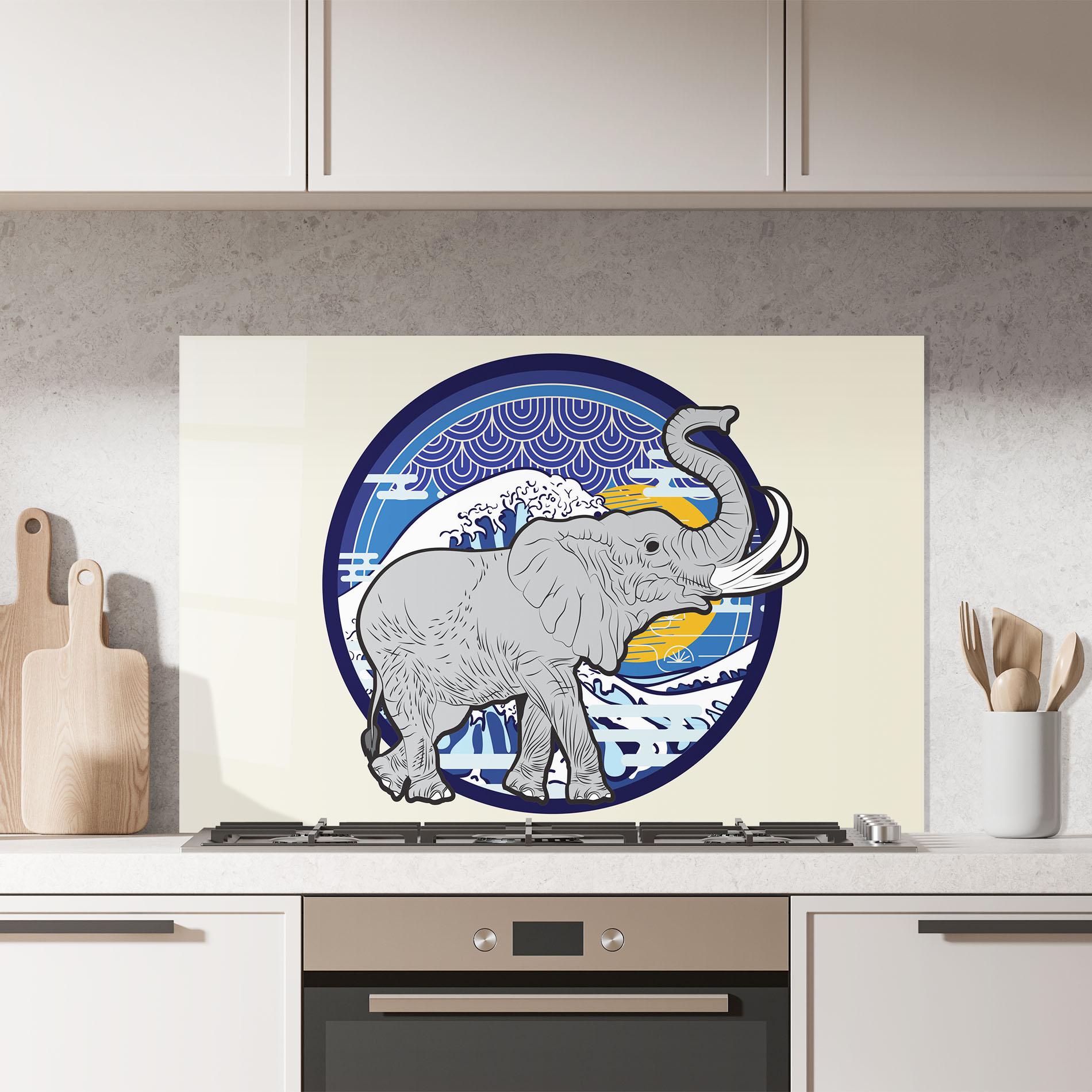 Panou Sticla Bucatarie Elephant On Cream mockup 7