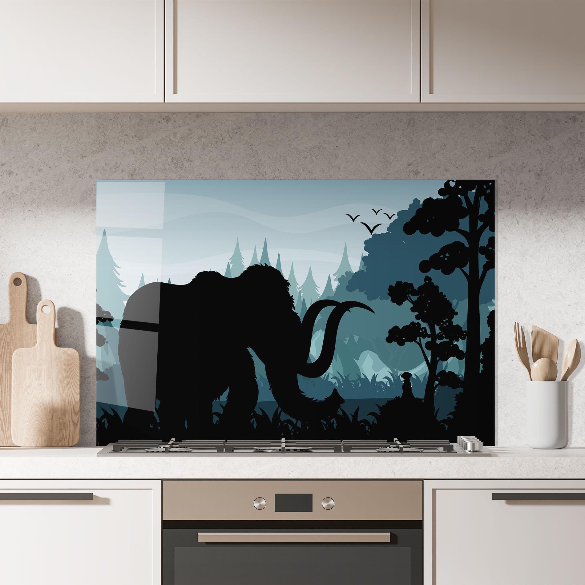 Panou Sticla Bucatarie Elephant Shilouette mockup 7