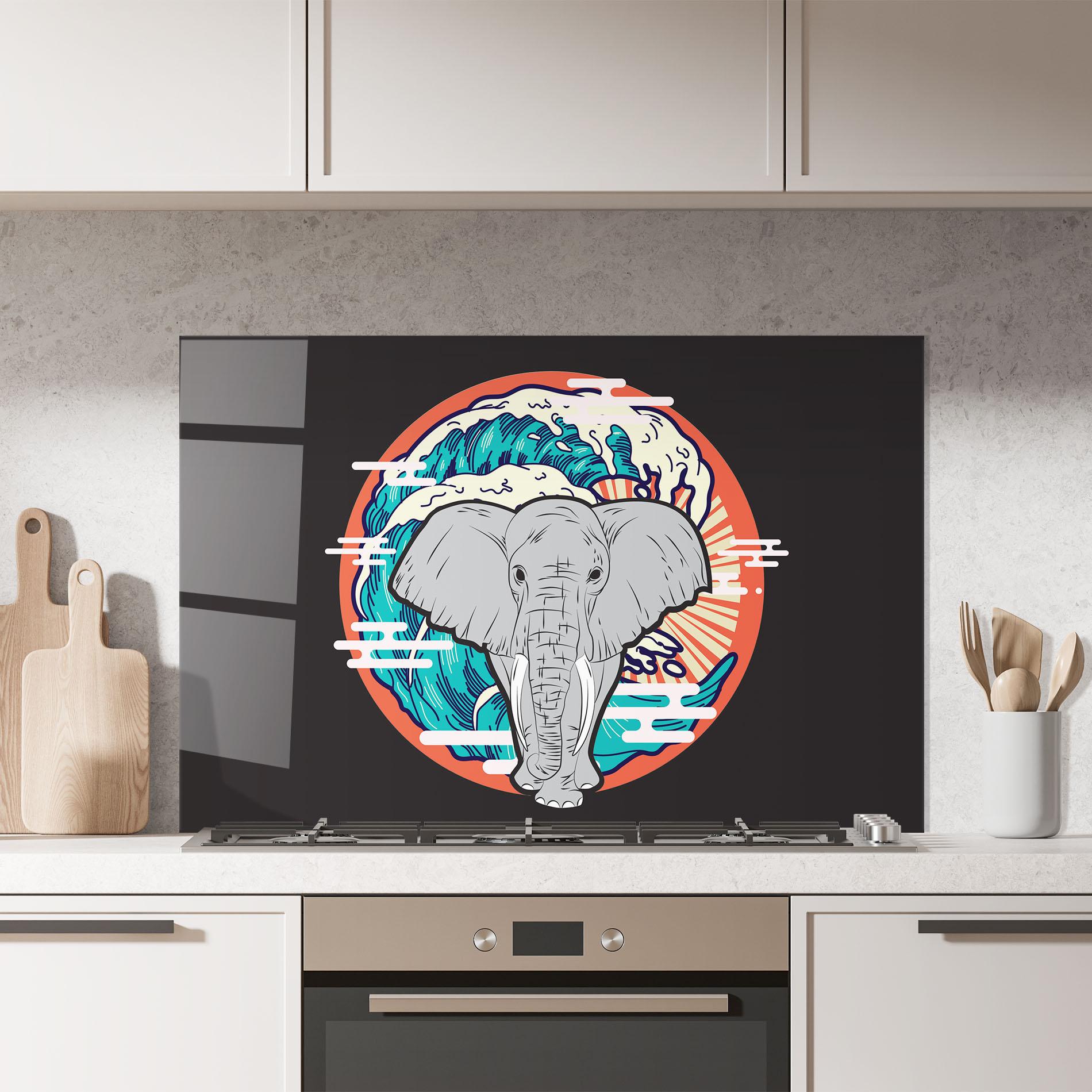 Panou Sticla Bucatarie Elephant Waves mockup 7