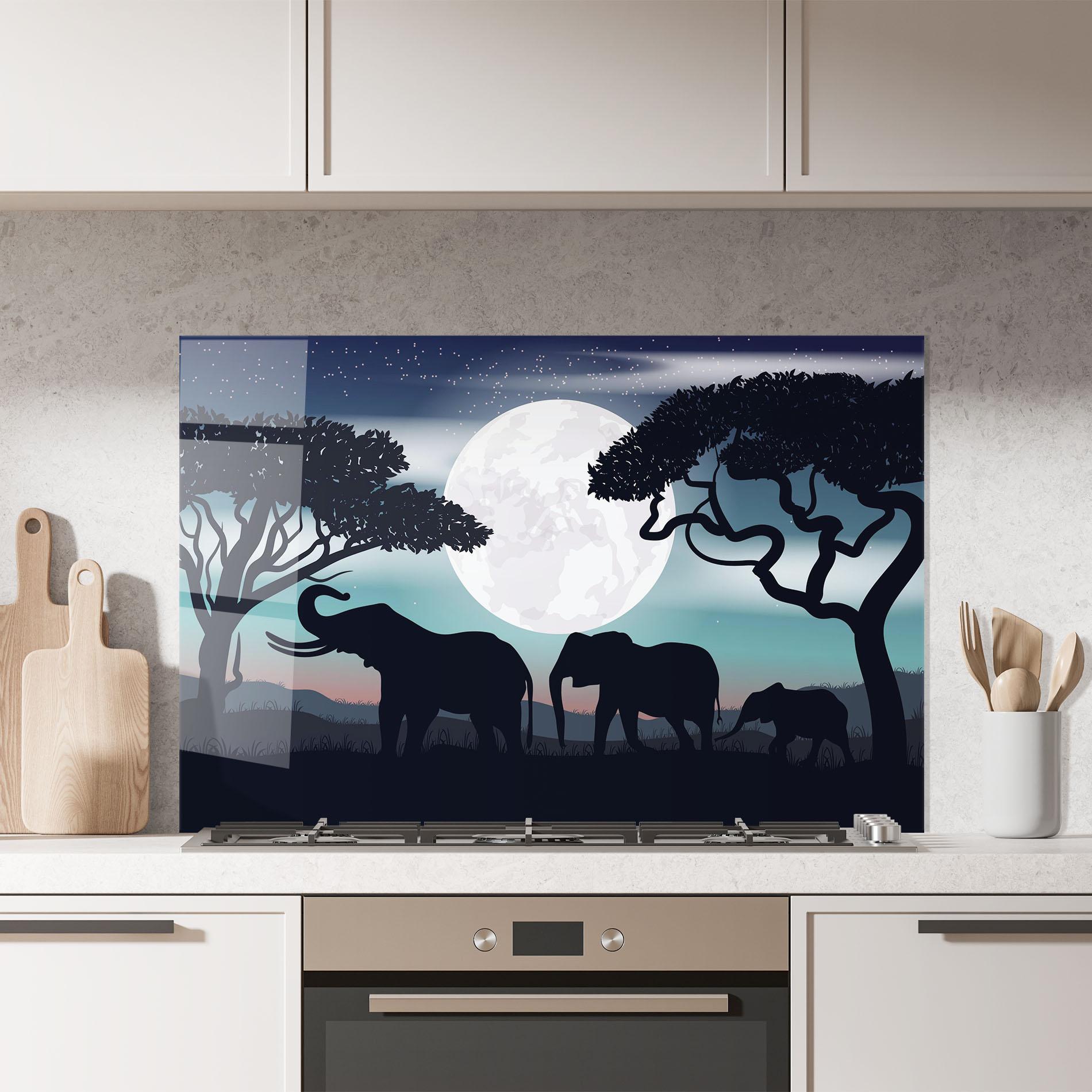 Panou Sticla Bucatarie Moon Elephant mockup 7