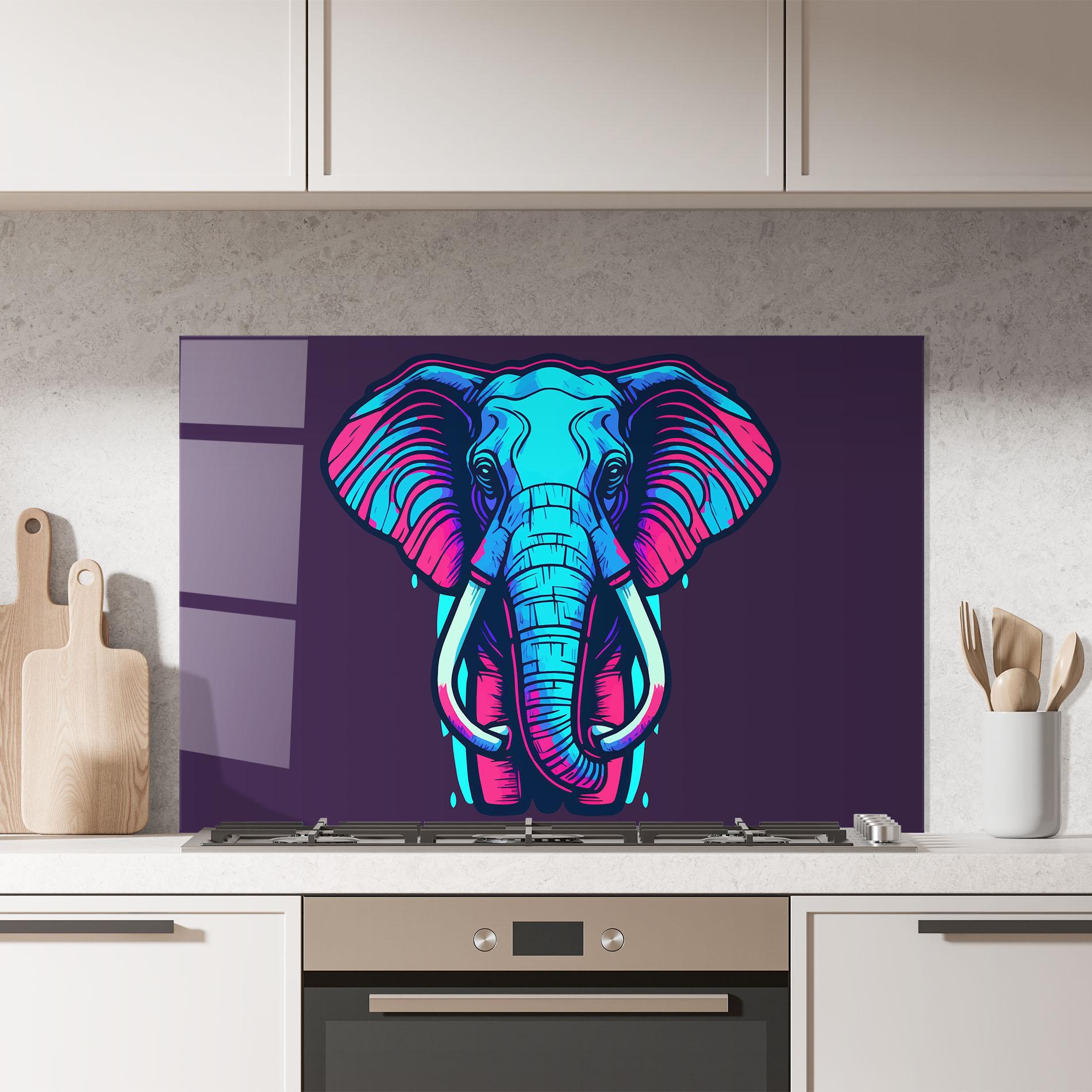 Panou Sticla Bucatarie Pink Blue Elephant mockup 7
