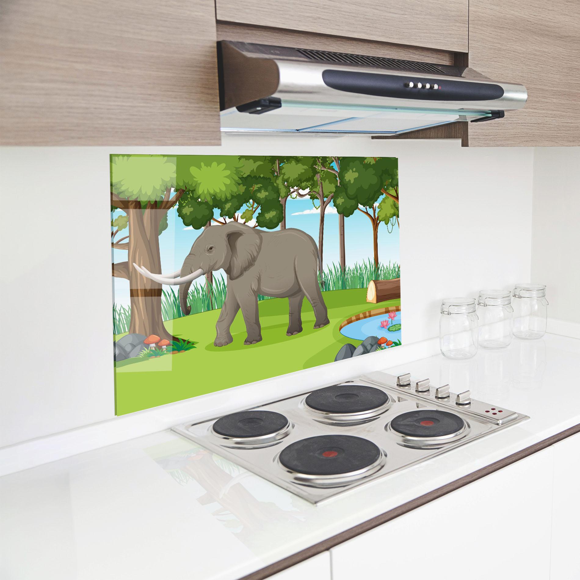 Panou Sticla Bucatarie Animated Elephant mockup 8