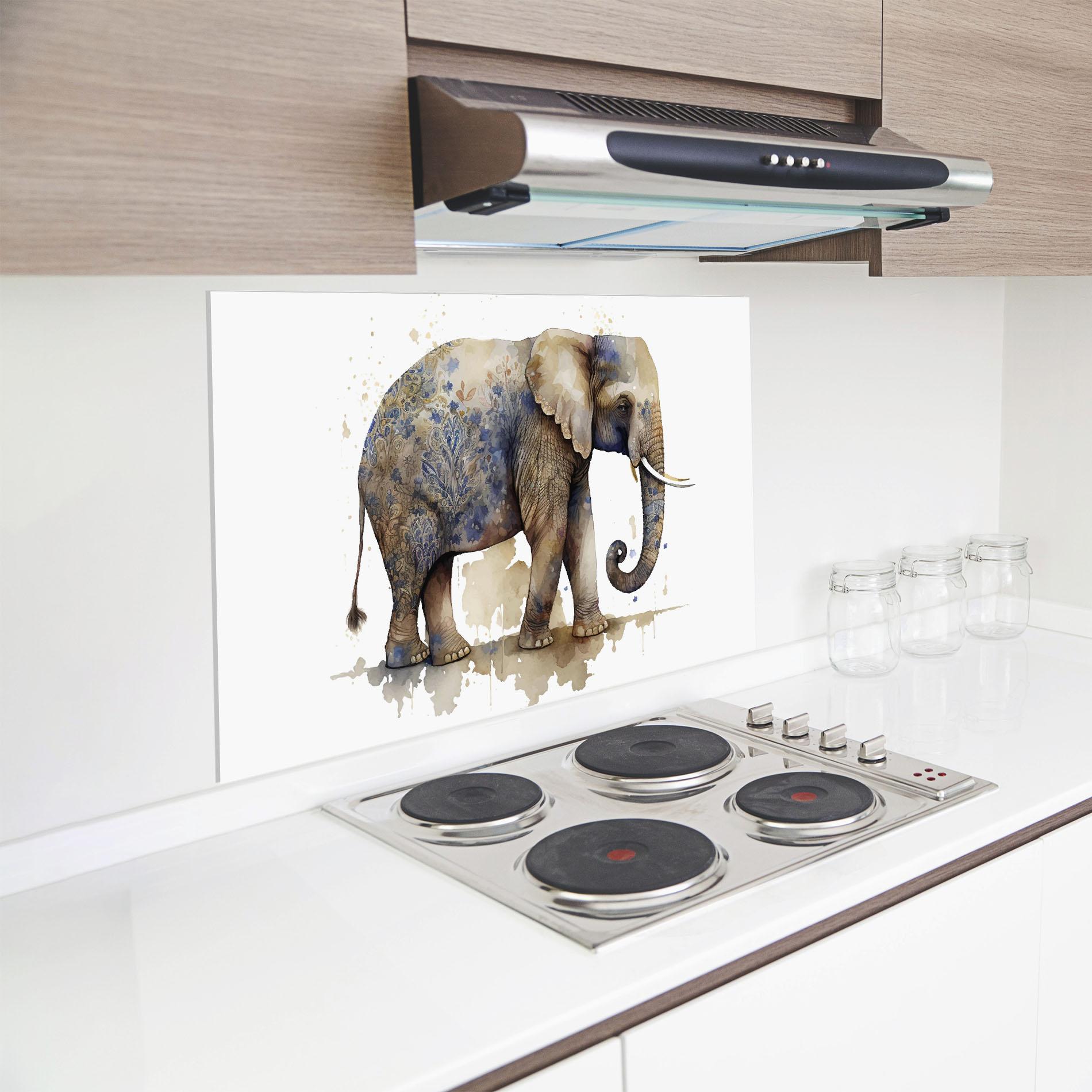 Panou Sticla Bucatarie Blue Grey Elephant mockup 8