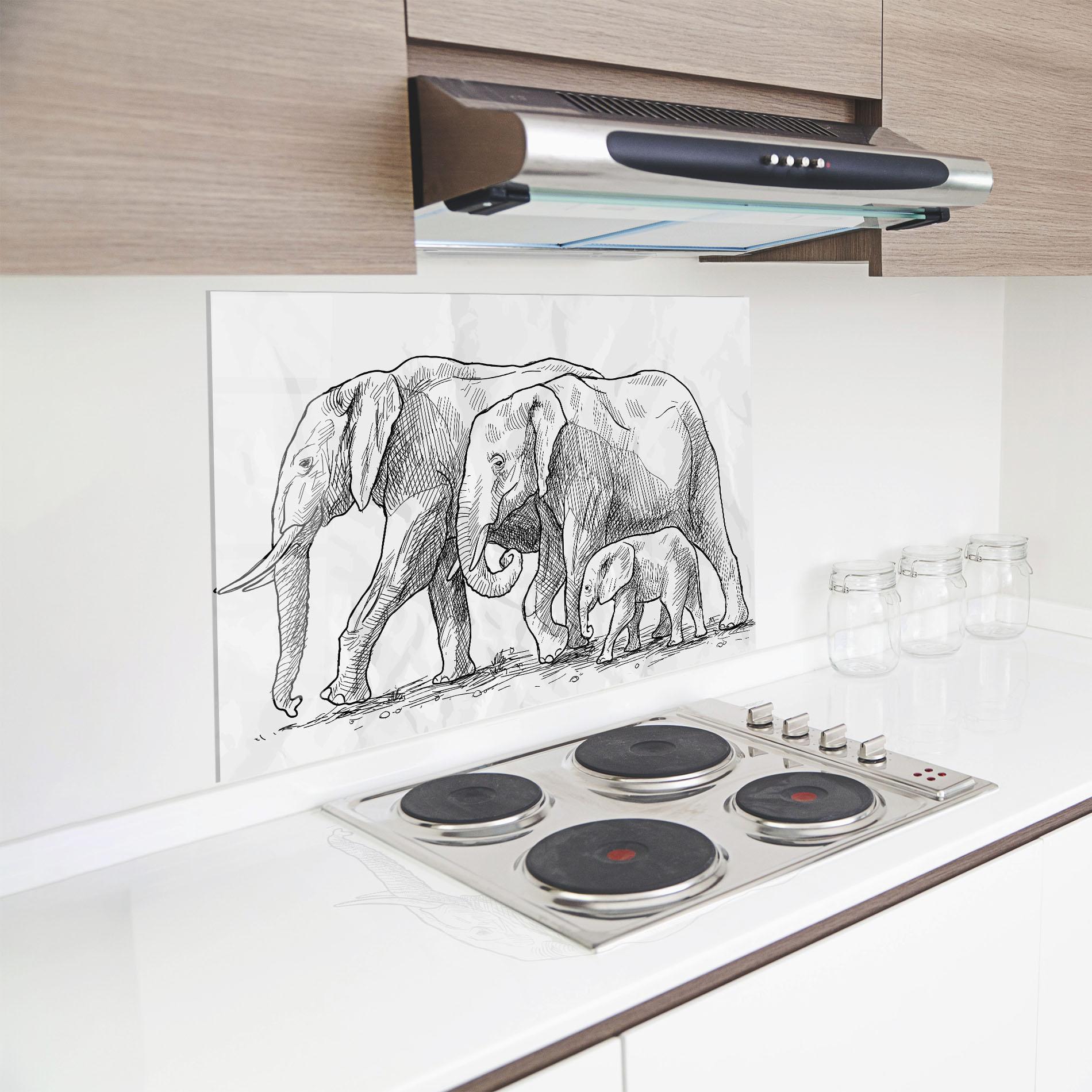 Panou Sticla Bucatarie Elephant Family mockup 8