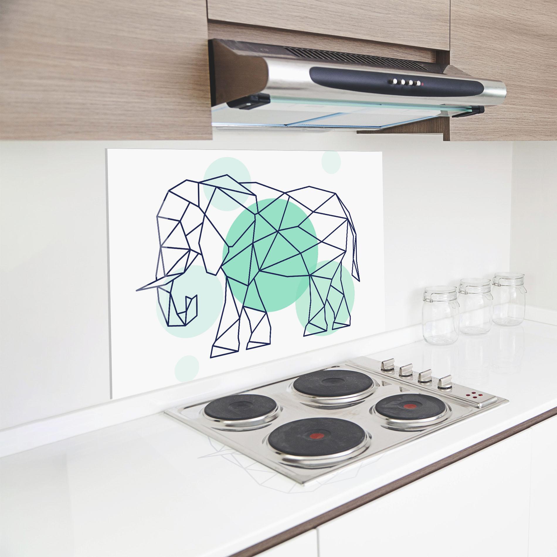 Panou Sticla Bucatarie Elephant Geometric mockup 8