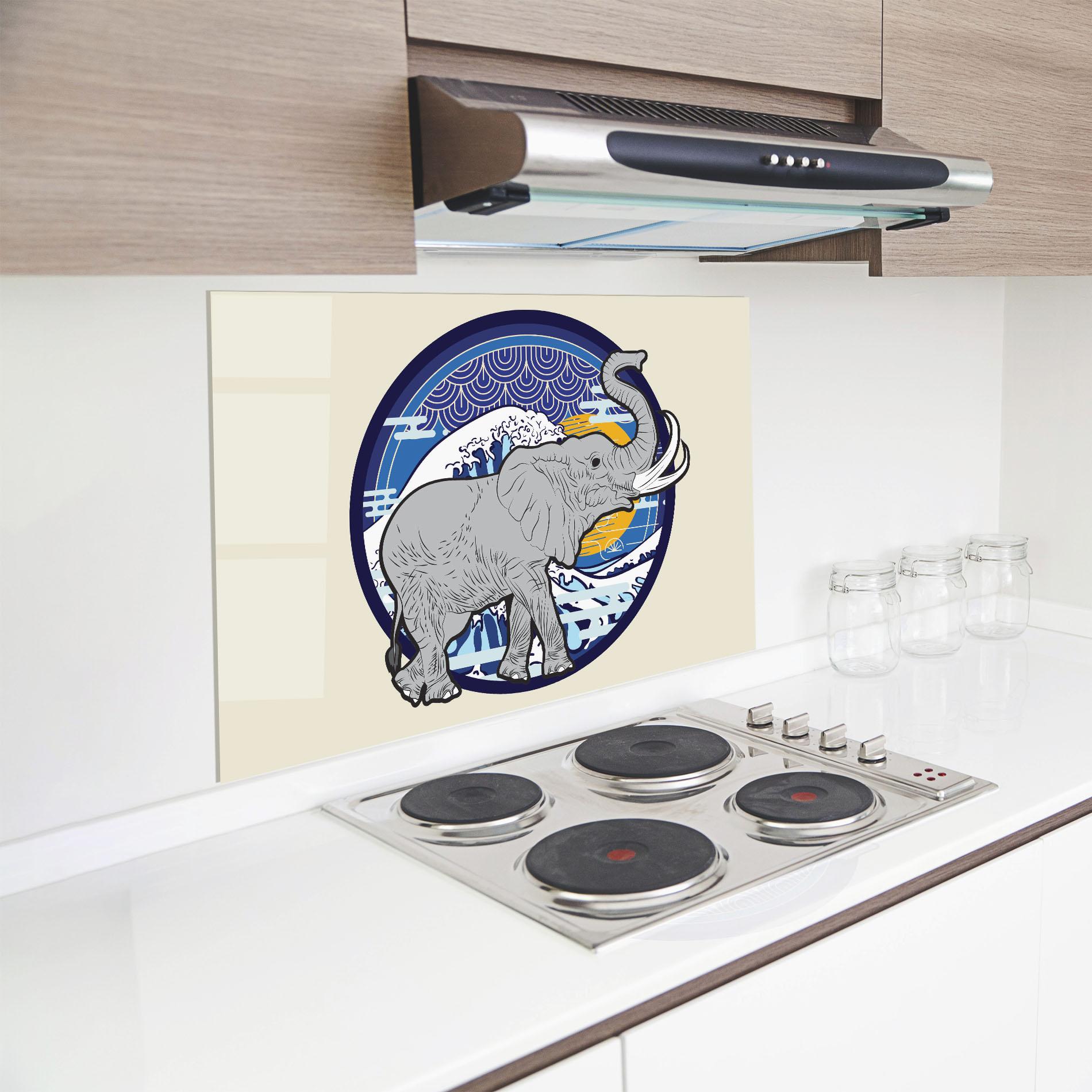 Panou Sticla Bucatarie Elephant On Cream mockup 8