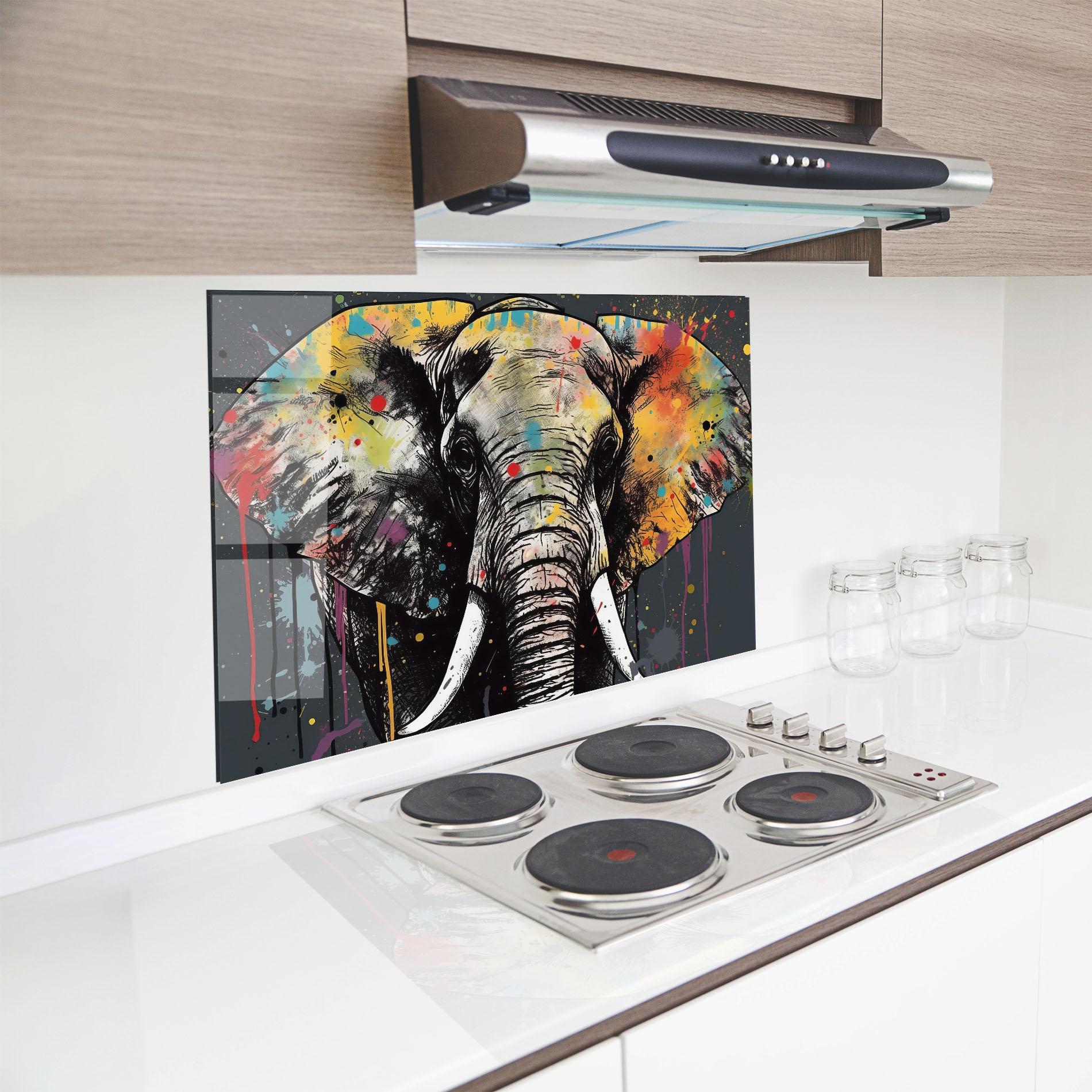 Panou Sticla Bucatarie Elephant Portrait Art mockup 8