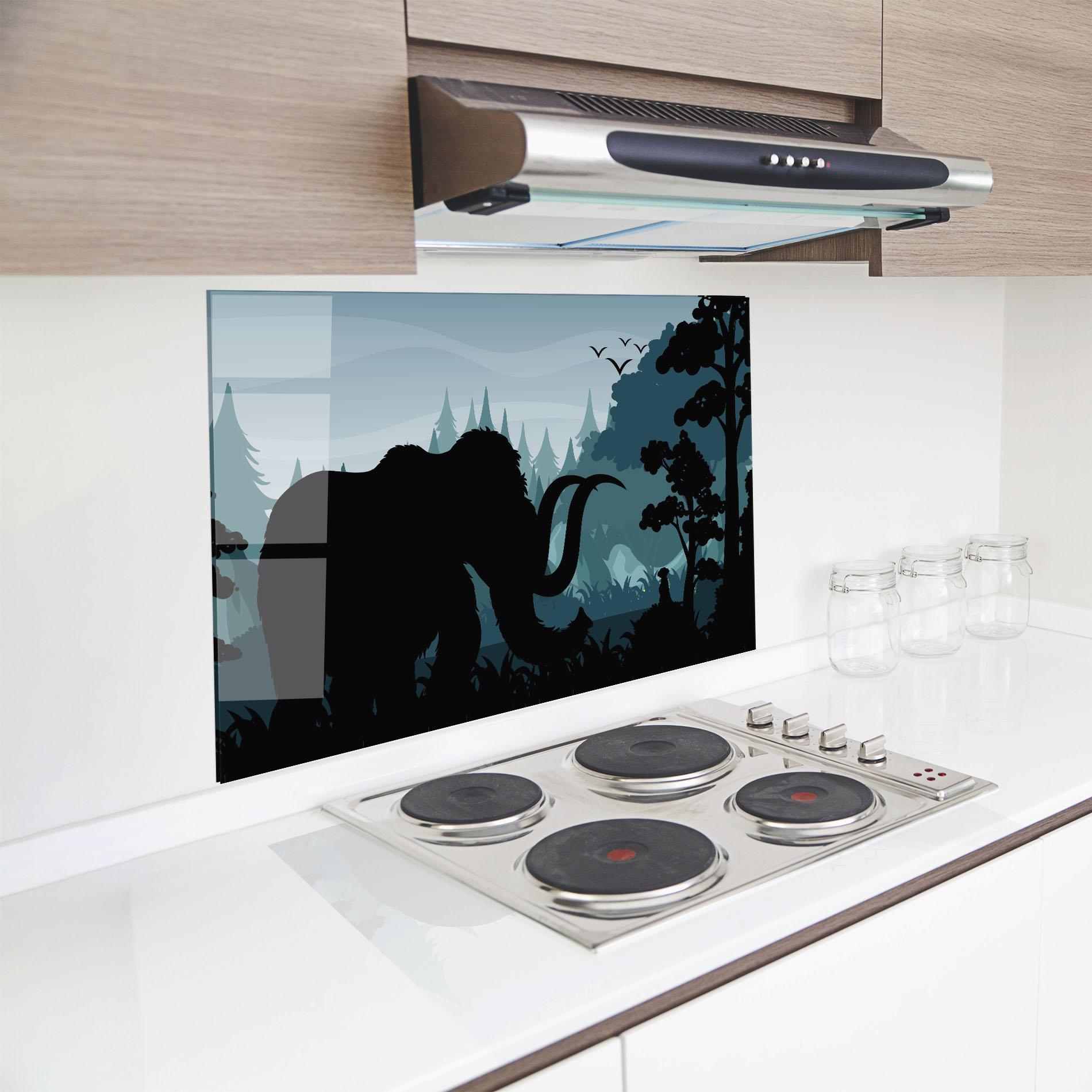 Panou Sticla Bucatarie Elephant Shilouette mockup 8