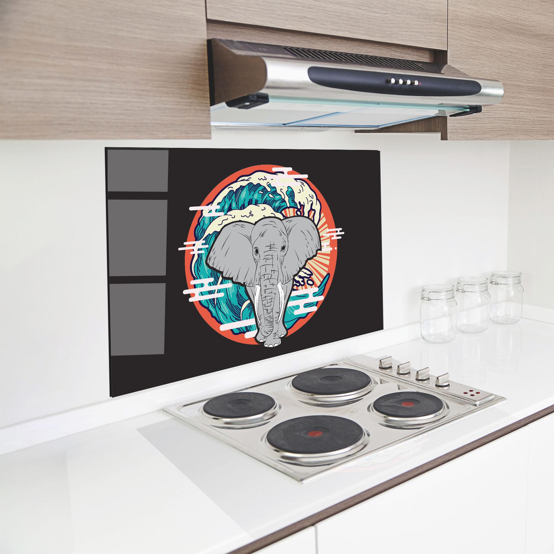 Panou Sticla Bucatarie Elephant Waves mockup 8