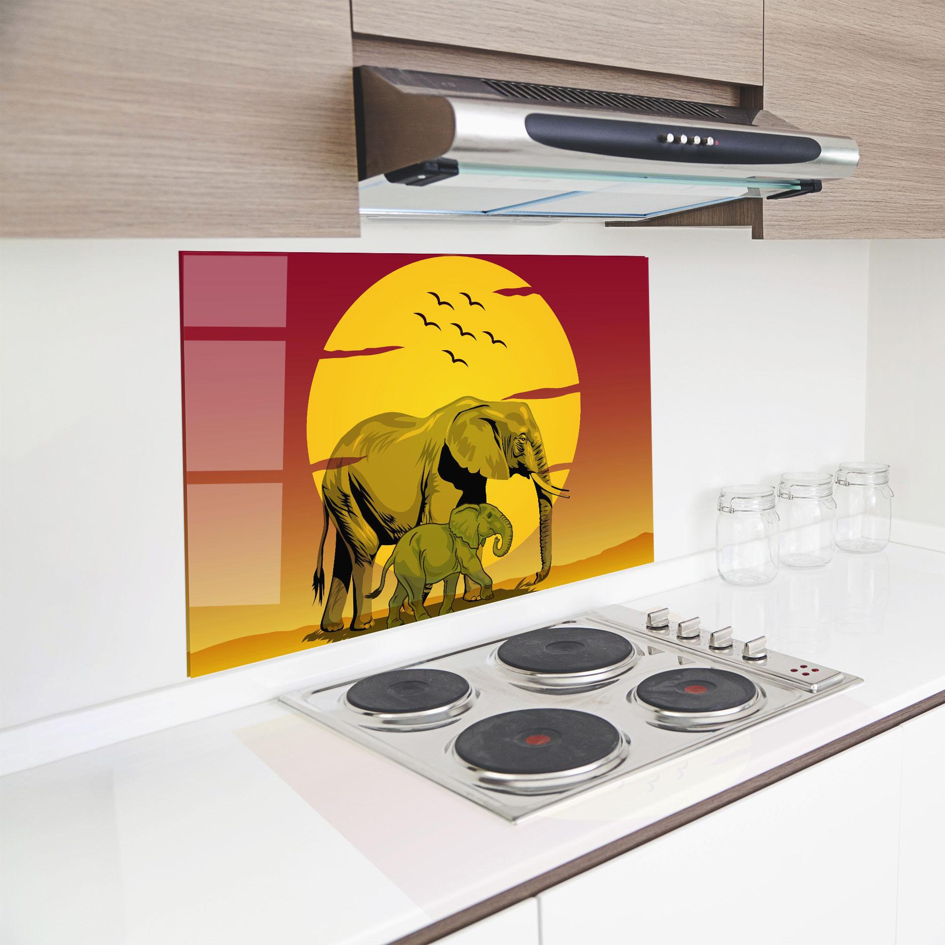 Panou Sticla Bucatarie Mom And Baby Elephant mockup 8