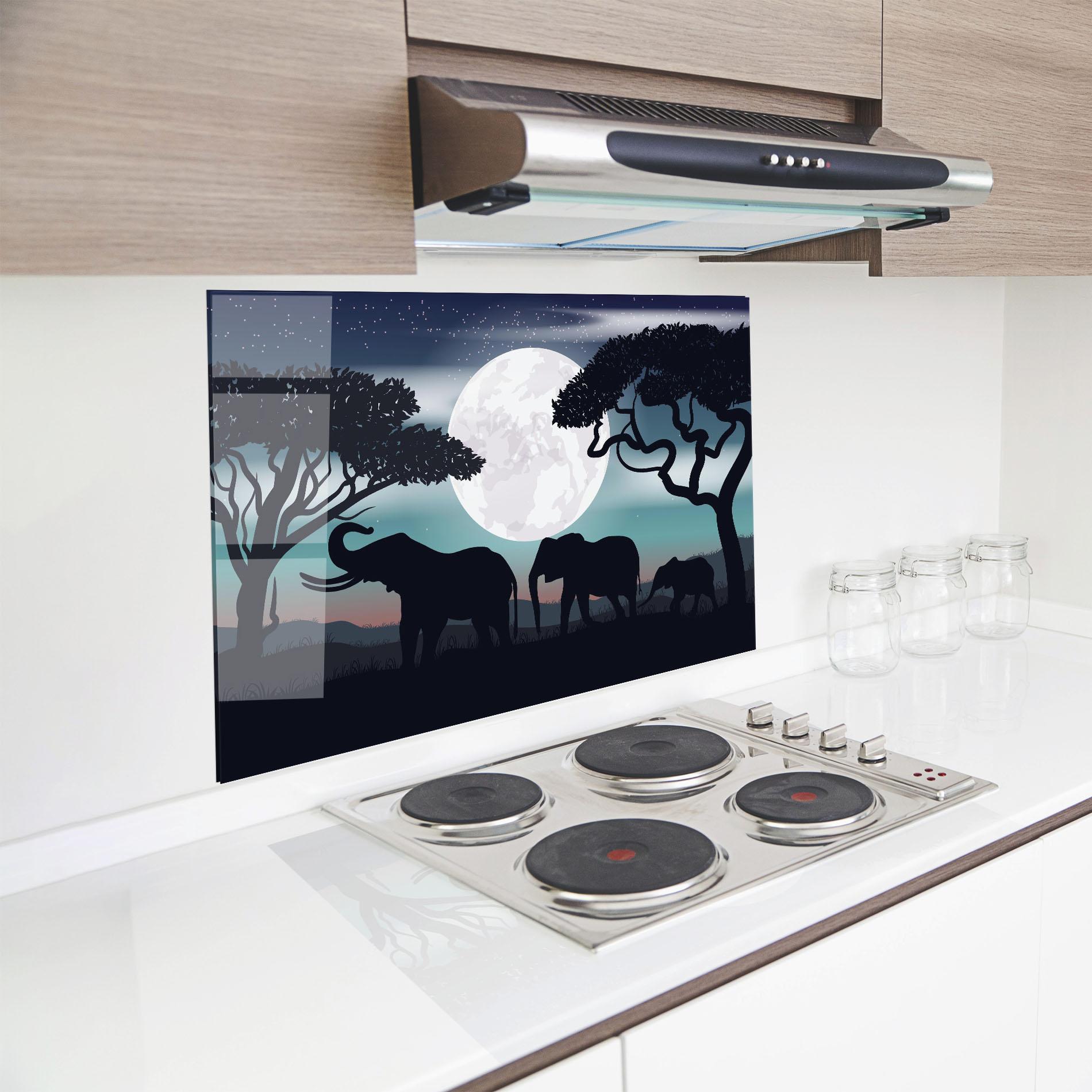 Panou Sticla Bucatarie Moon Elephant mockup 8