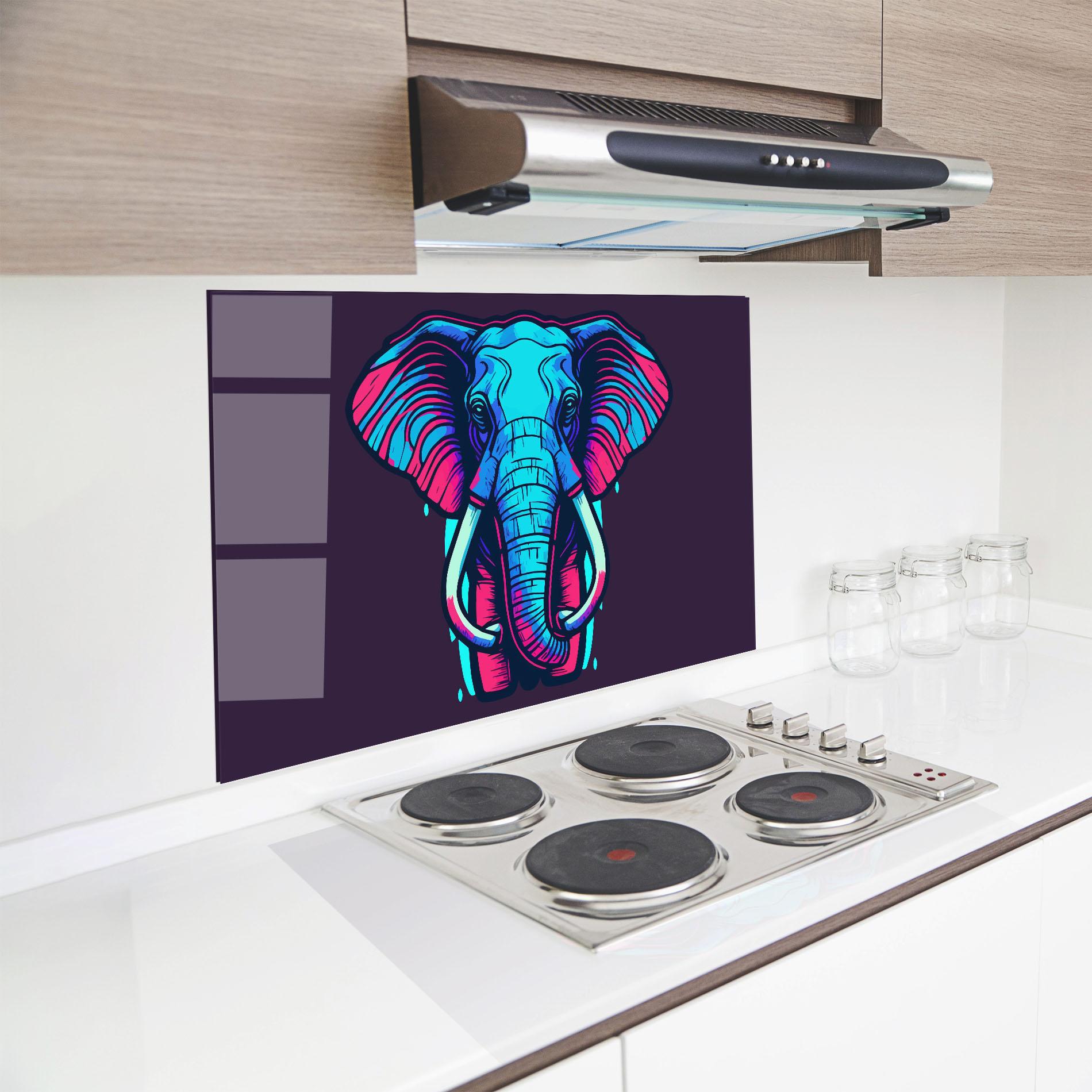 Panou Sticla Bucatarie Pink Blue Elephant mockup 8