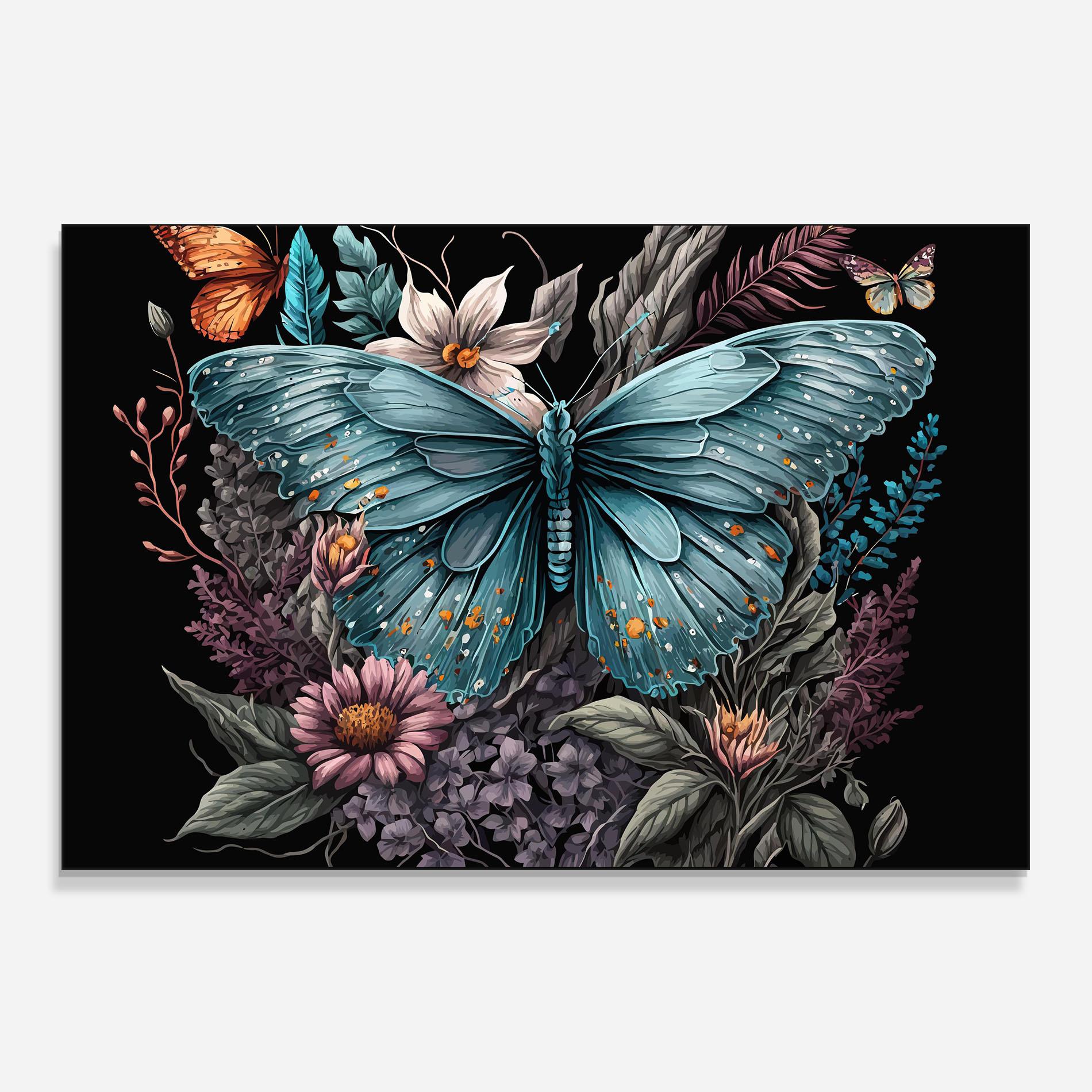 Panou Sticla Bucatarie Pretty Blue Butterfly mockup 0