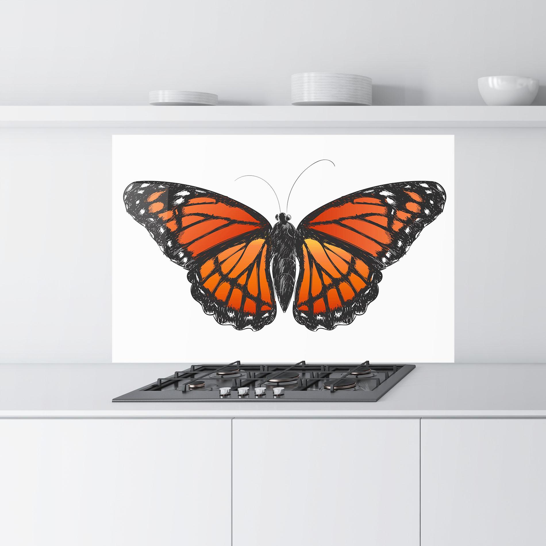 Panou Sticla Bucatarie Beautiful Orange Butterfly mockup 9