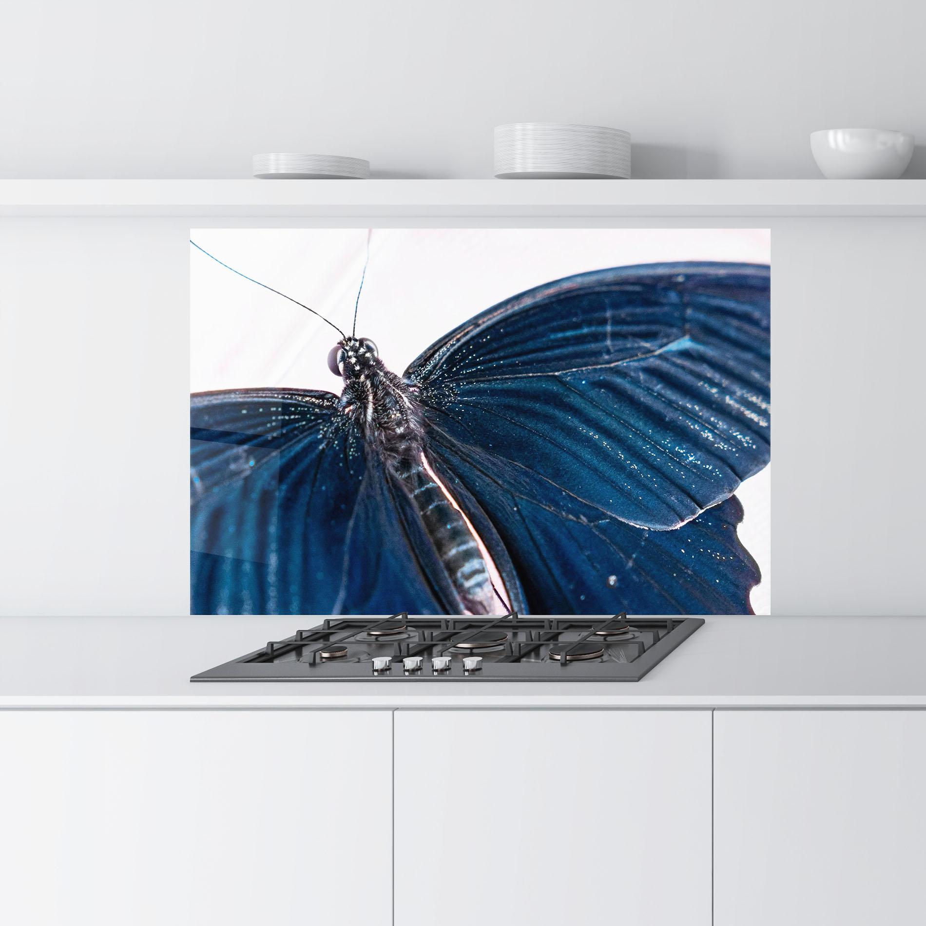 Panou Sticla Bucatarie Blue Butterfly mockup 9