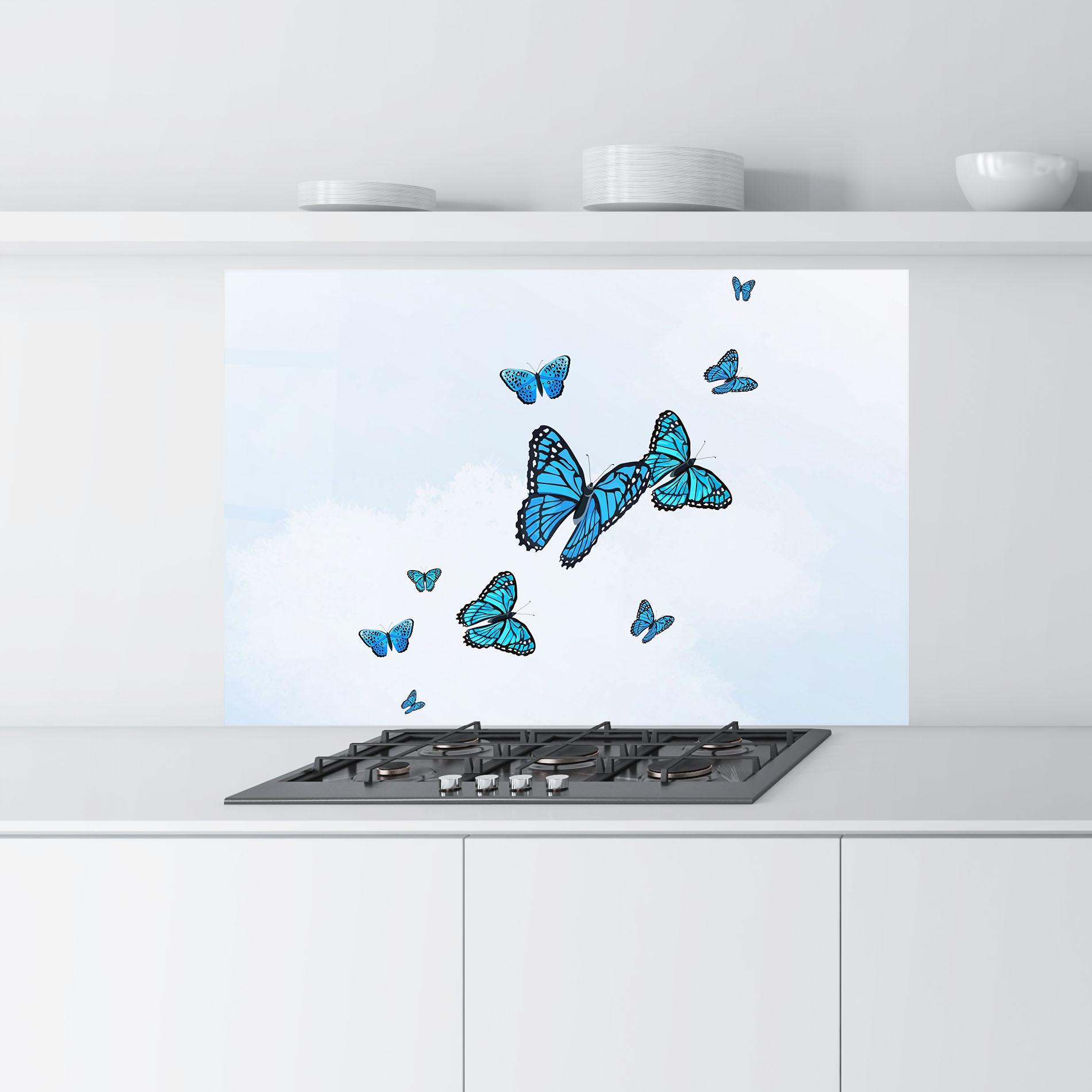 Panou Sticla Bucatarie Blue Sky Butterfly mockup 9