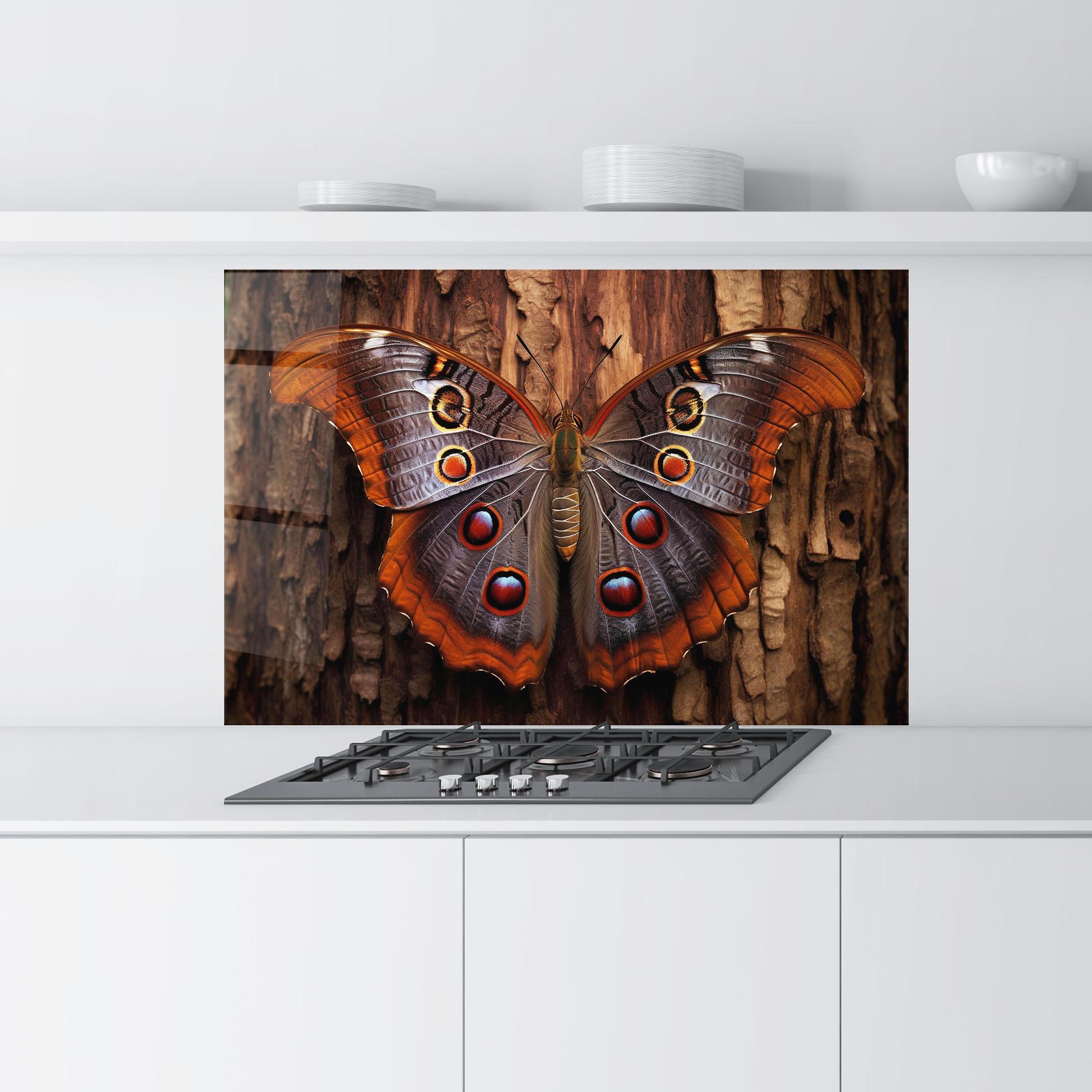 Panou Sticla Bucatarie Brown Eyes Butterfly mockup 9