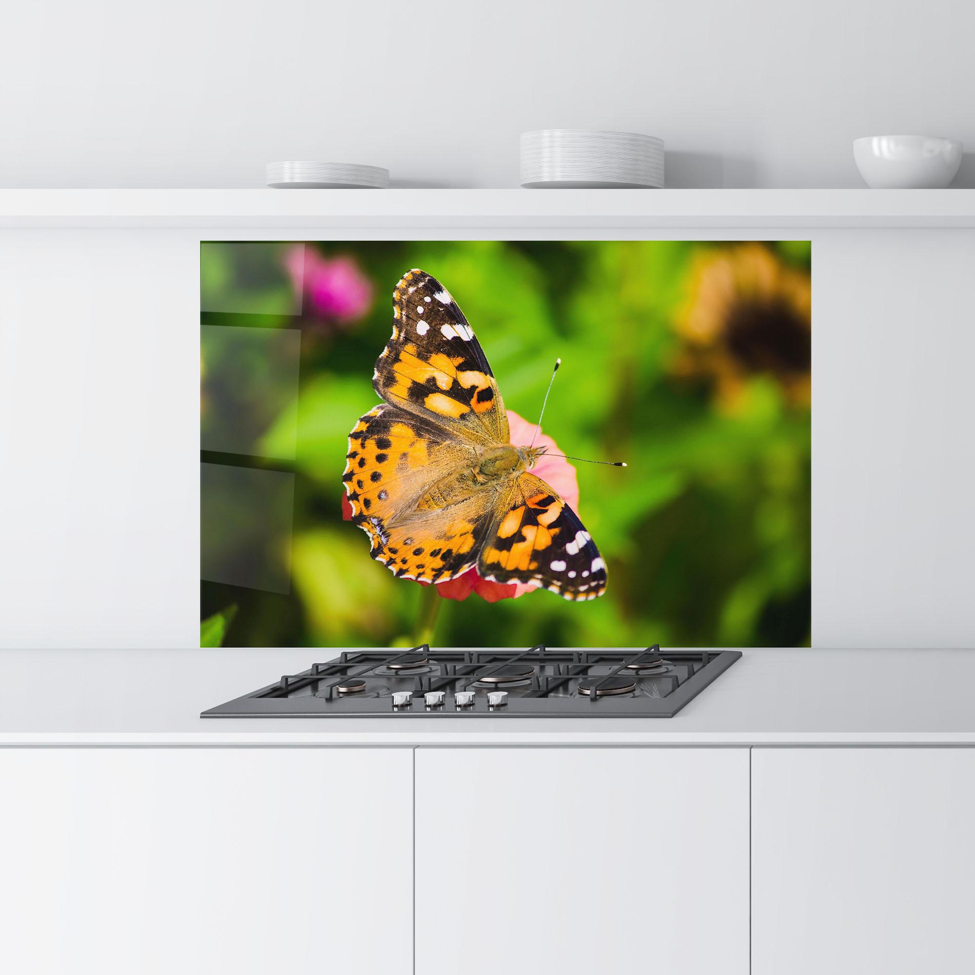 Panou Sticla Bucatarie Butterfly On Flower mockup 9