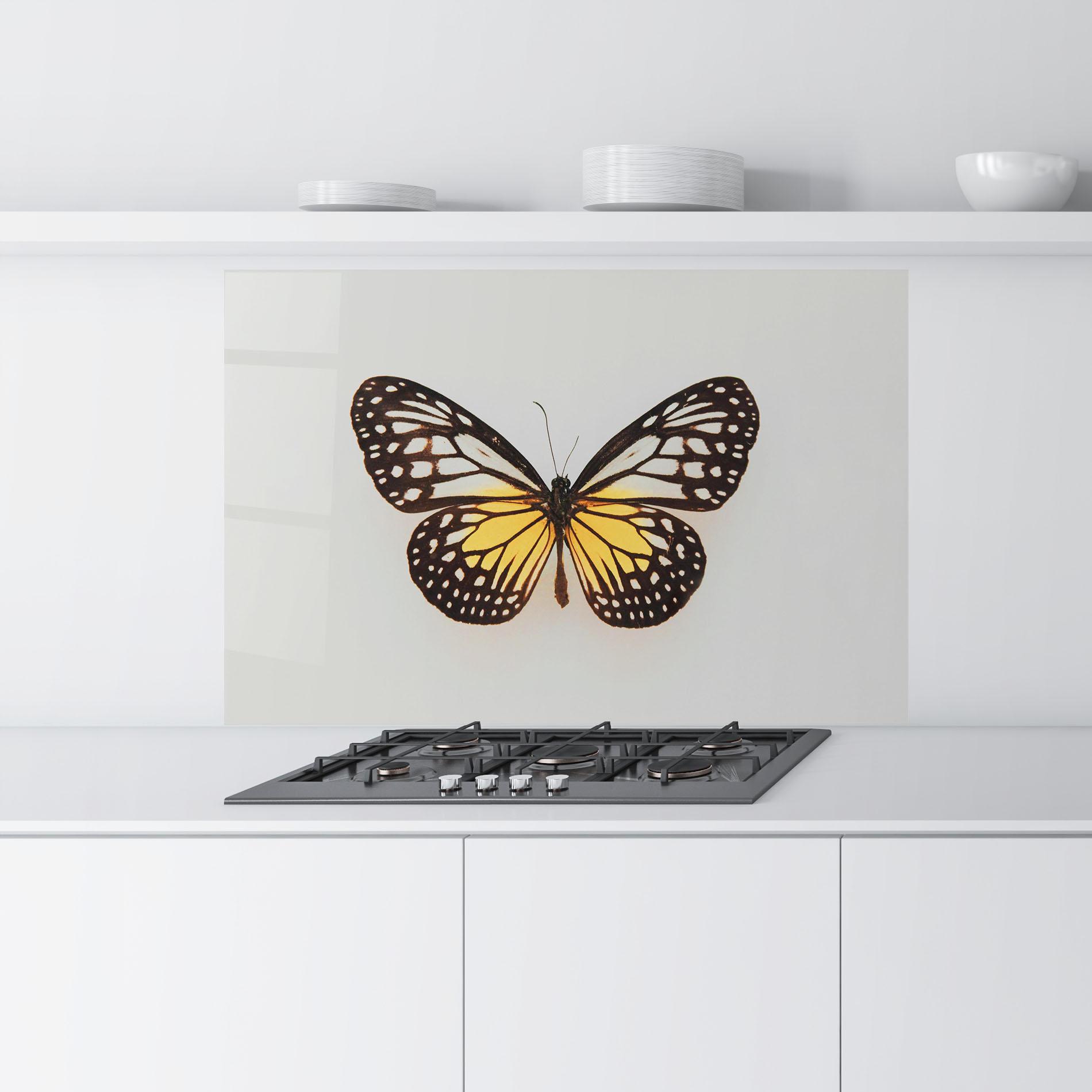 Panou Sticla Bucatarie Butterfly On Grey mockup 9