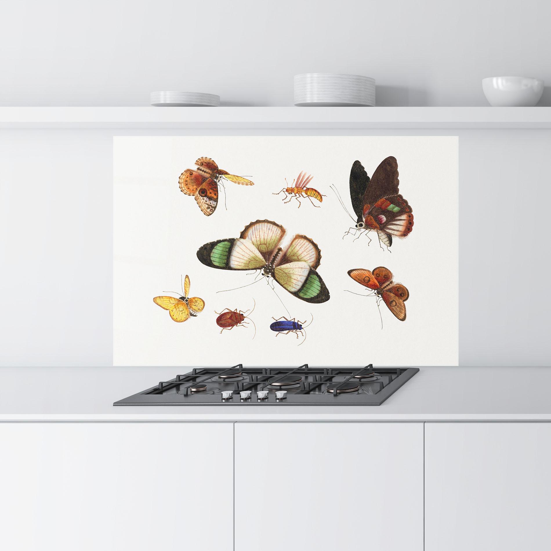 Panou Sticla Bucatarie Green Cream Butterfly mockup 9