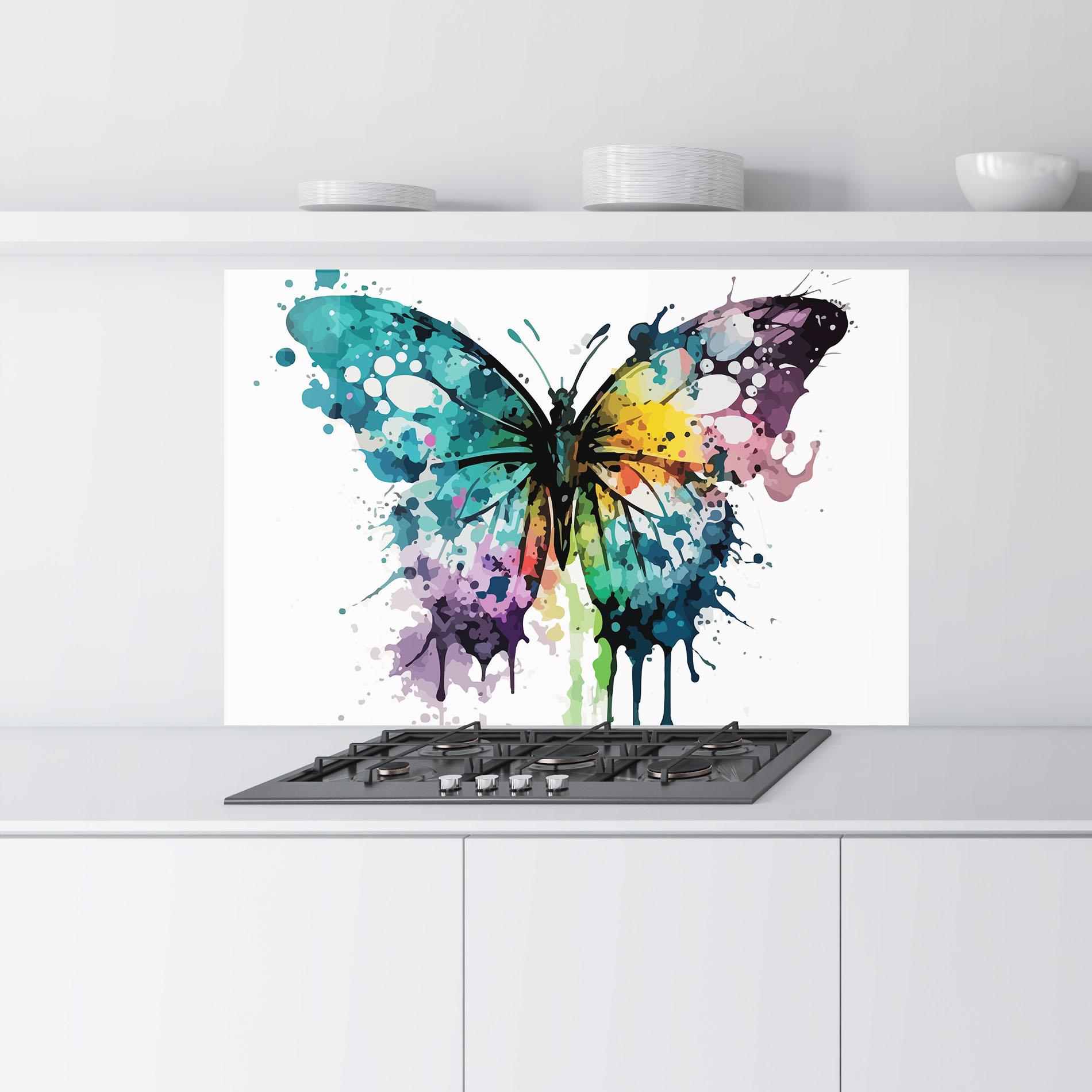 Panou Sticla Bucatarie Watercolor Pretty Butterfly mockup 9