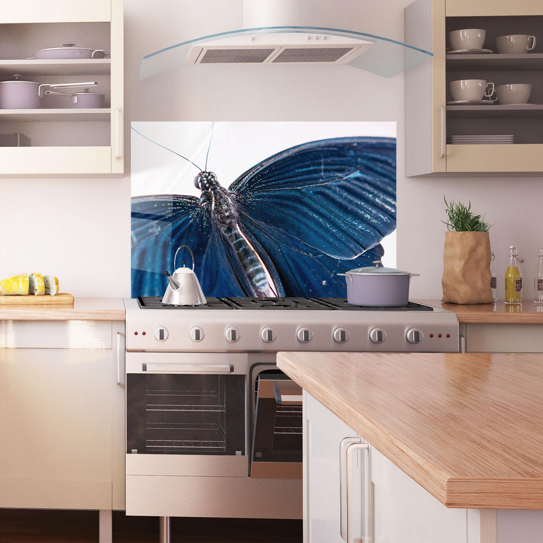 Panou Sticla Bucatarie Blue Butterfly mockup 1