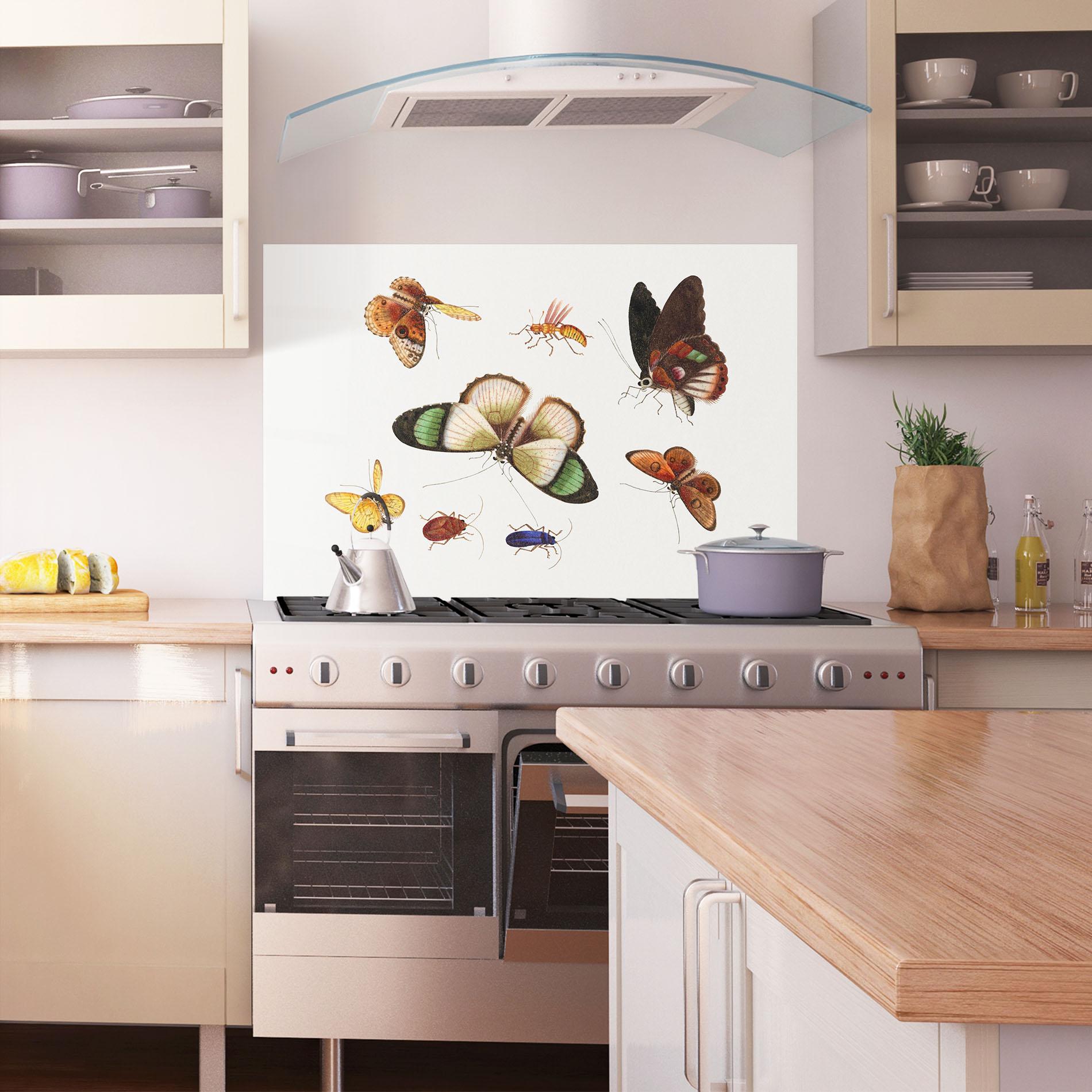 Panou Sticla Bucatarie Green Cream Butterfly mockup 1