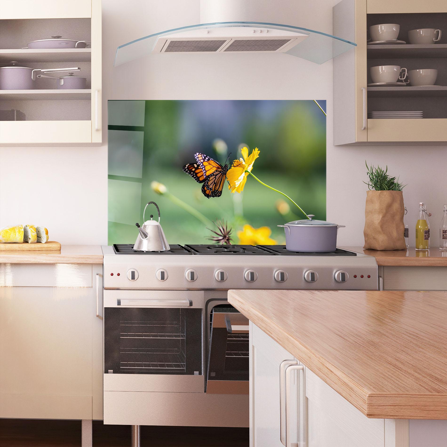 Panou Sticla Bucatarie Nice Orange Butterfly mockup 1