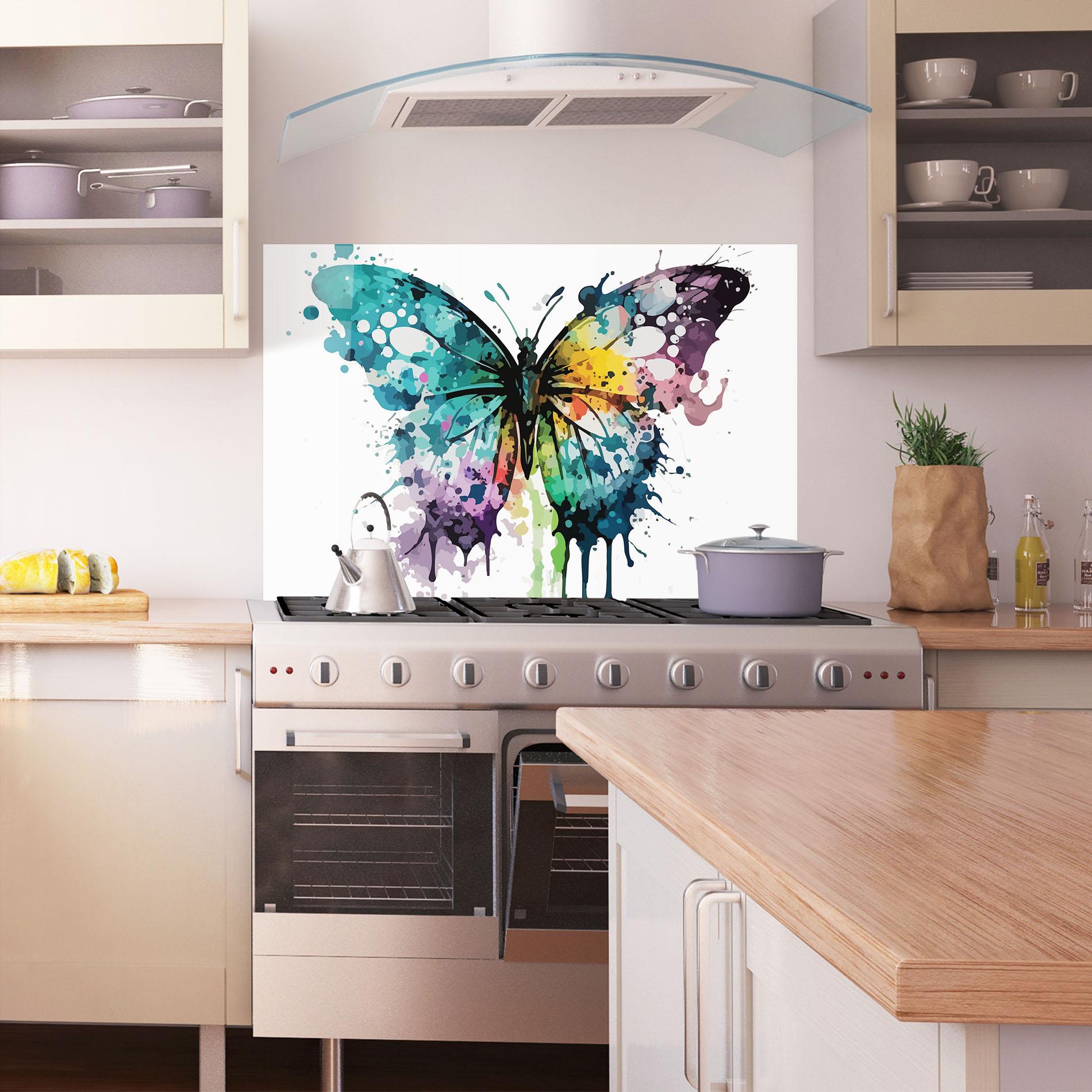 Panou Sticla Bucatarie Watercolor Pretty Butterfly mockup 1