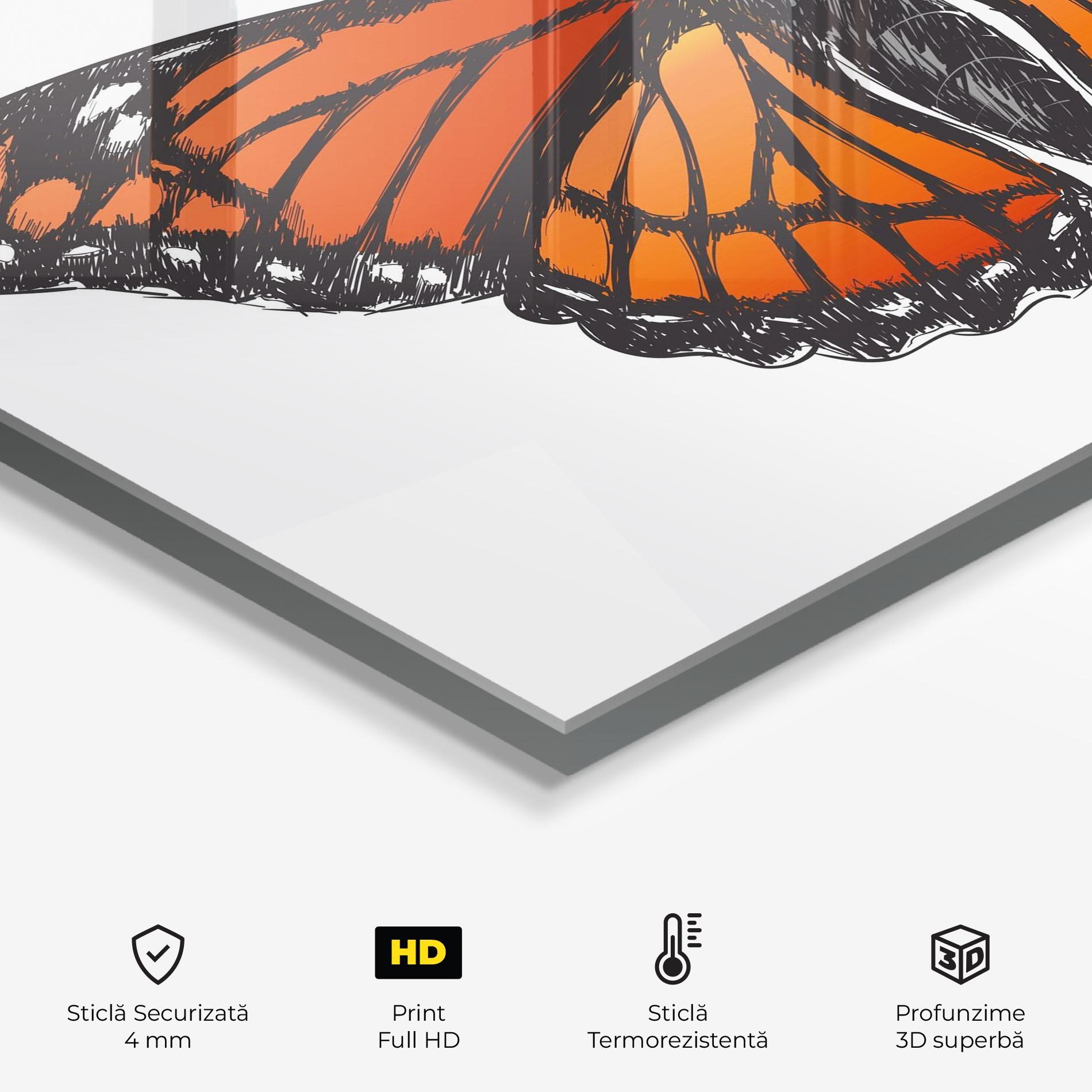 Panou Sticla Bucatarie Beautiful Orange Butterfly mockup 2